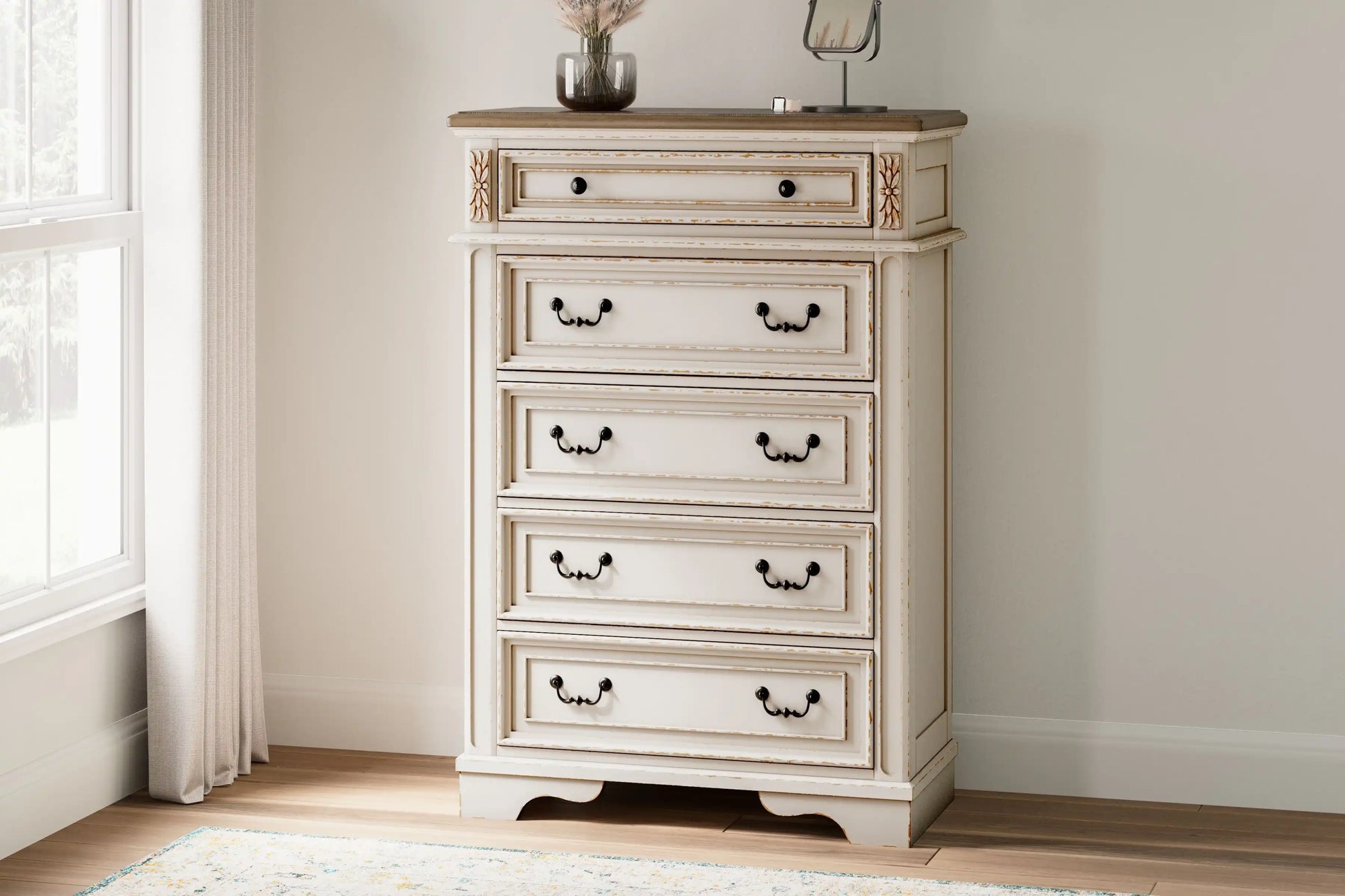 Realyn - Five Drawer Chest - White / Brown / Beige - Best Buy Furniture