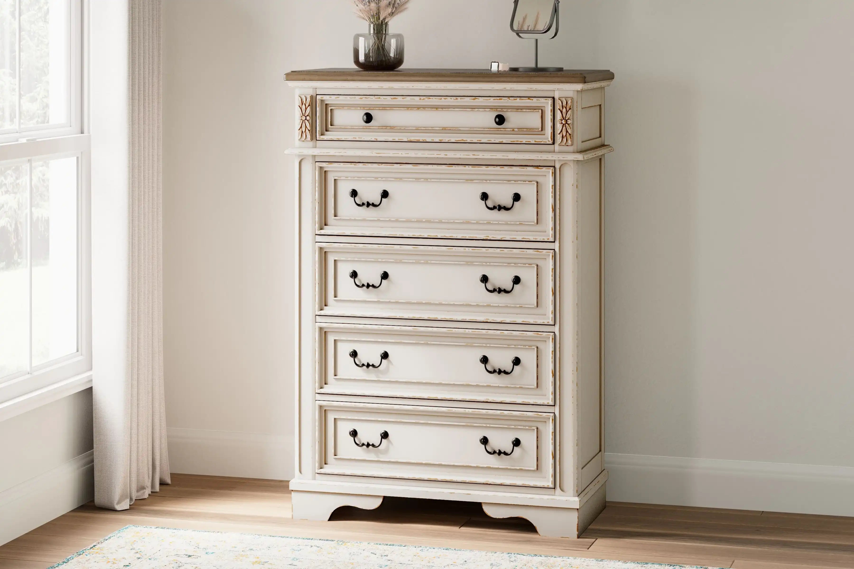 Realyn - Five Drawer Chest - White / Brown / Beige - Best Buy Furniture