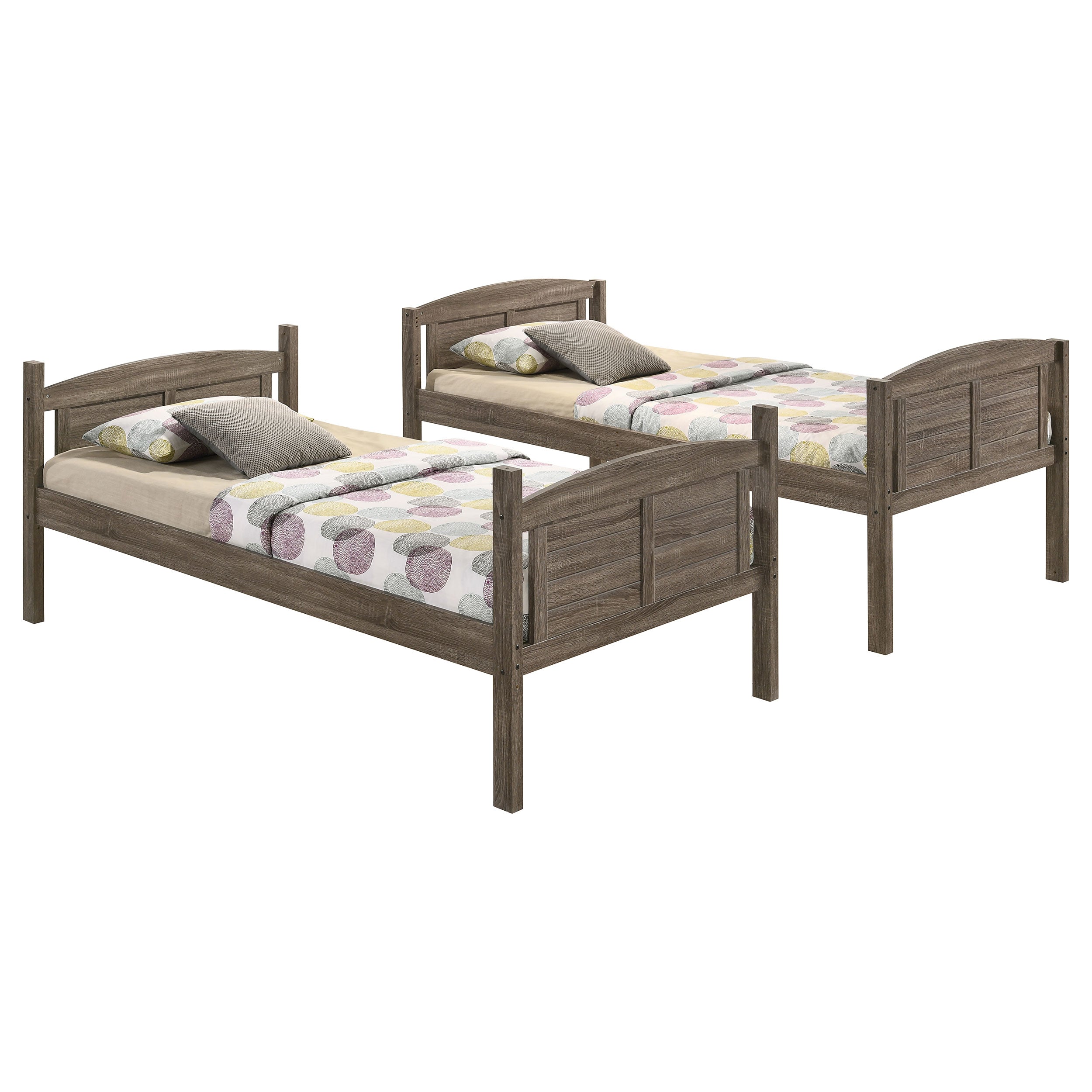 Flynn Wood Twin Over Full Bunk Bed Weathered Brown-CoasterEveryday