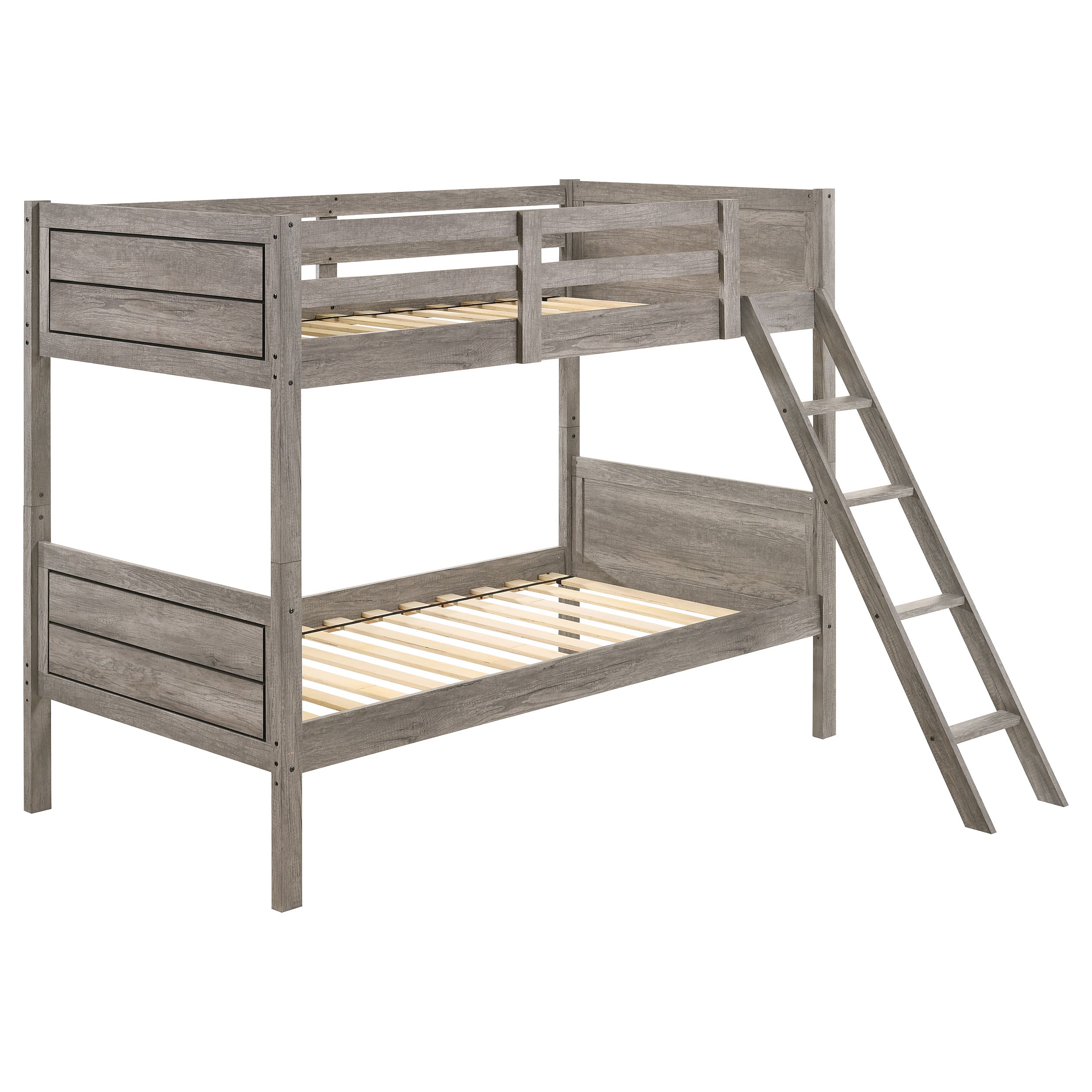 Ryder Wood Twin Over Twin Bunk Bed Weathered Taupe-CoasterEveryday