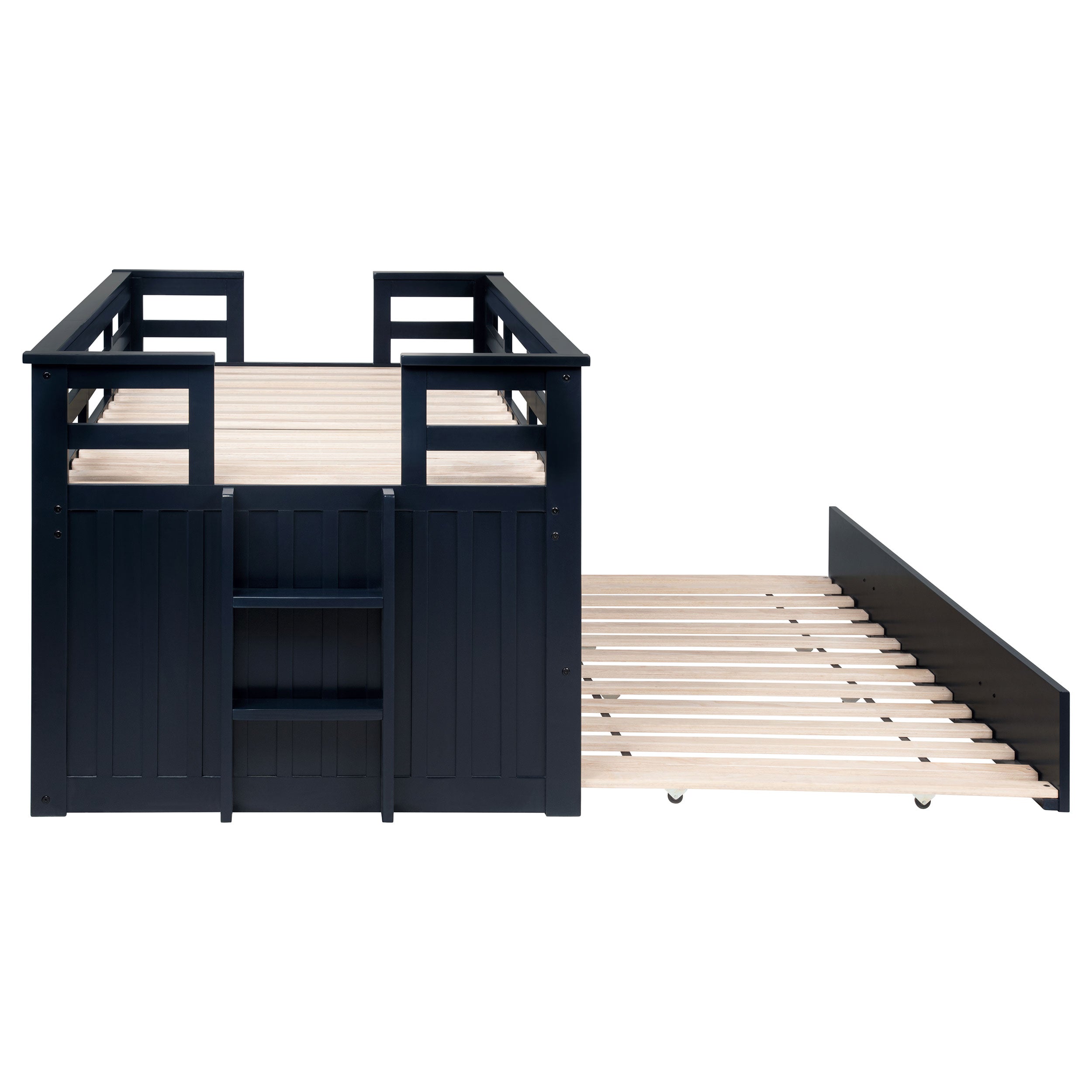 Carlsbad Wood Twin Captains Bed With Trundle Navy Blue-