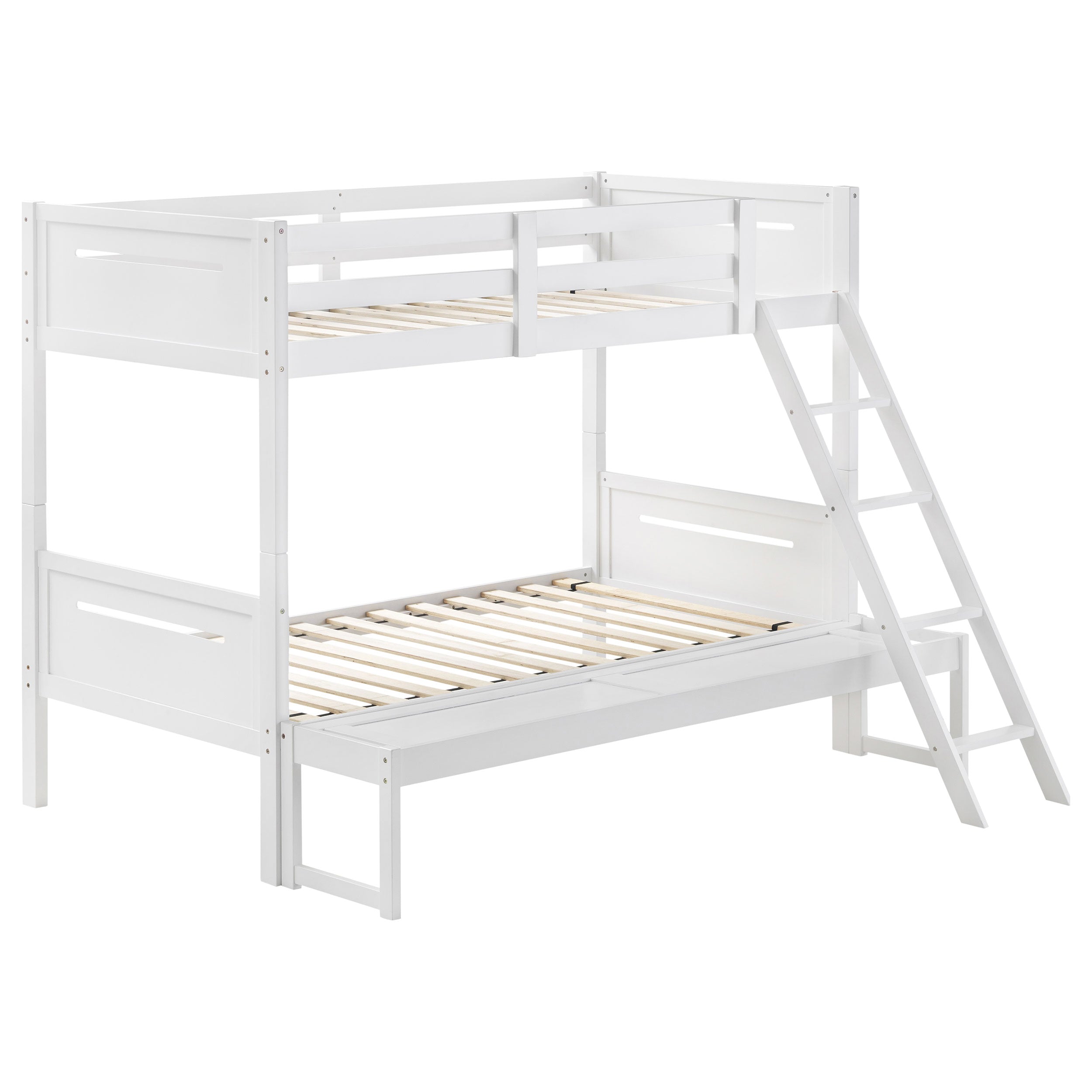 Littleton Wood Twin Over Full Bunk Bed White-CoasterEveryday