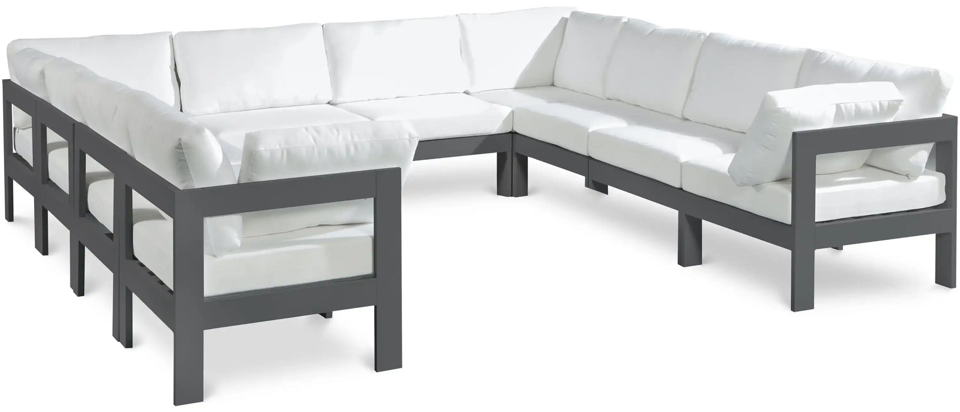 Nizuc - Outdoor Patio 10 Piece Modular Sectional With Gray Frame - Best Buy Furniture