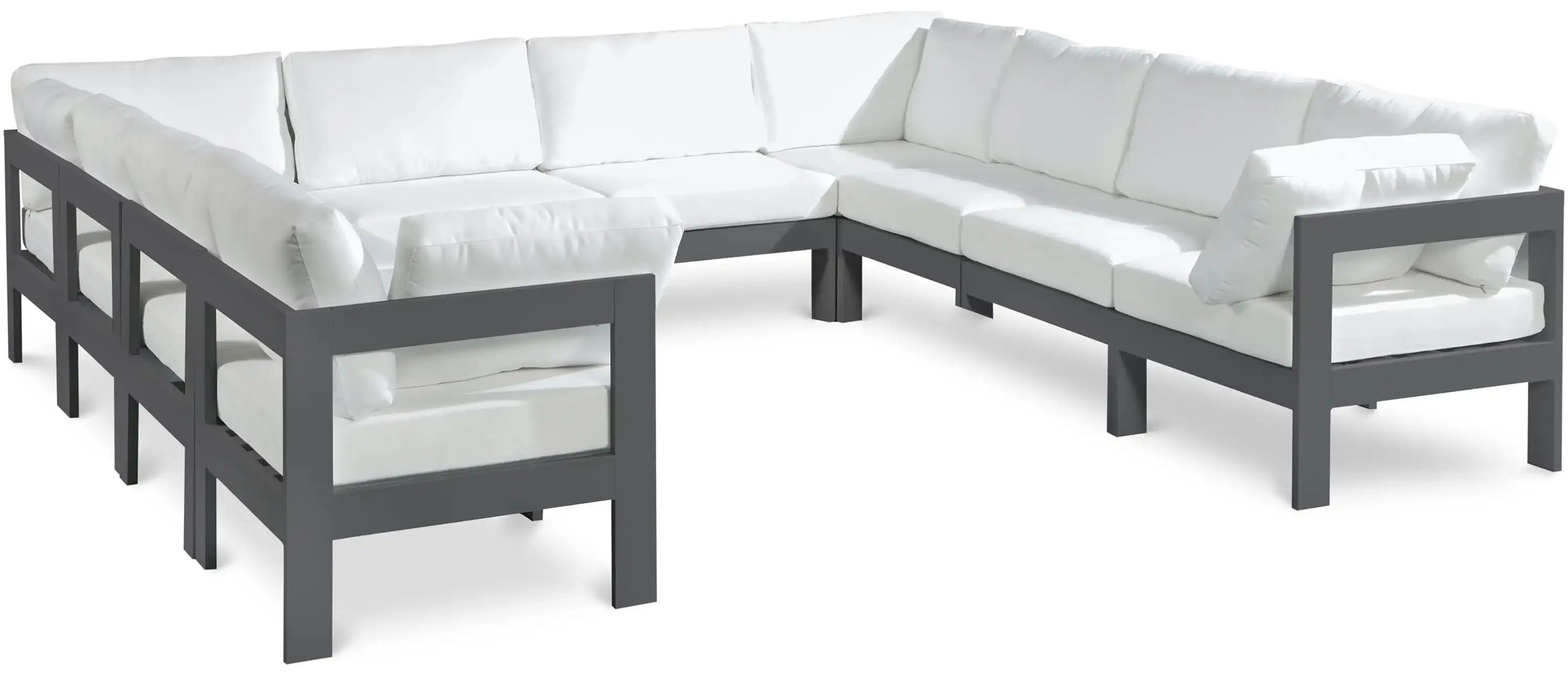 Nizuc - Outdoor Patio 10 Piece Modular Sectional With Gray Frame - Best Buy Furniture