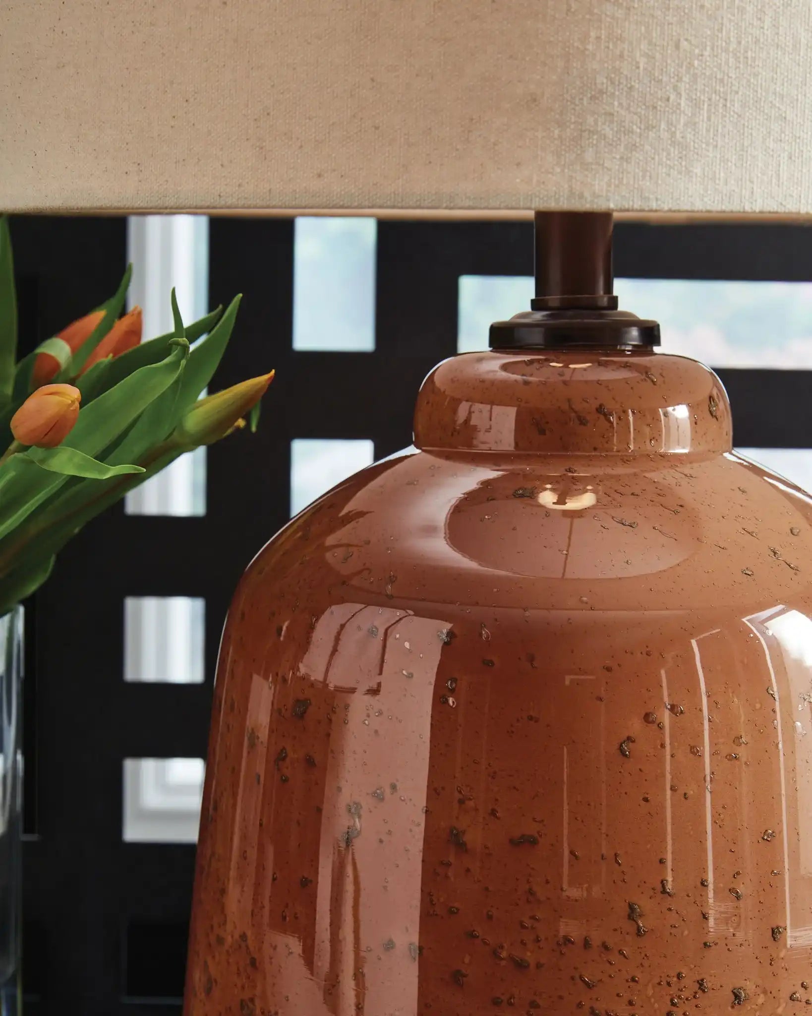 Aaleahya - Glass Table Lamp - Rust - Best Buy Furniture