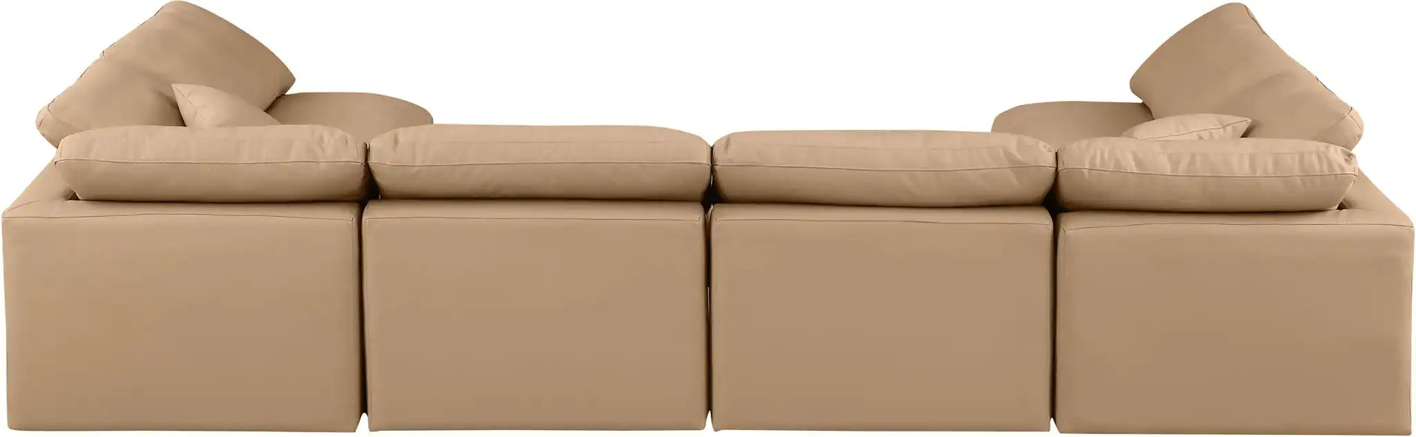 Indulge - Faux Leather 6 Piece Modular U-Shaped Sectional - Tan