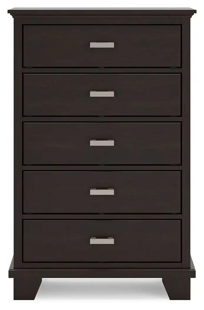 Covetown - Five Drawer Chest - Dark Brown