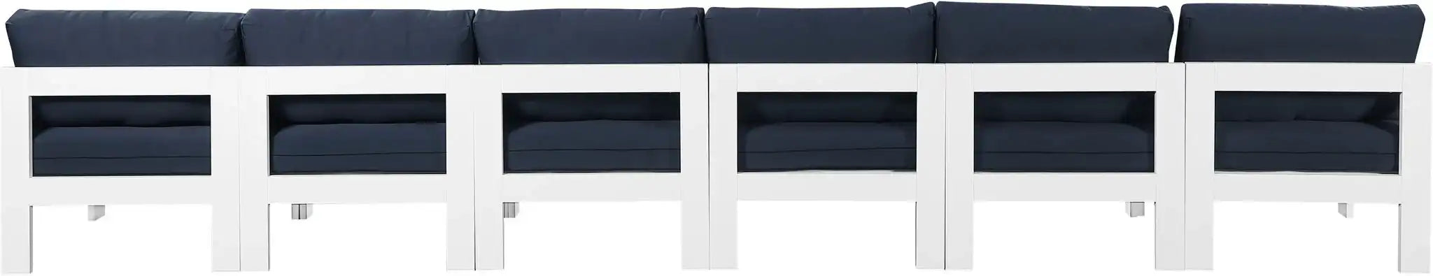 Nizuc - Outdoor Patio 6 Seat Armless Modular Sofa With White Frame