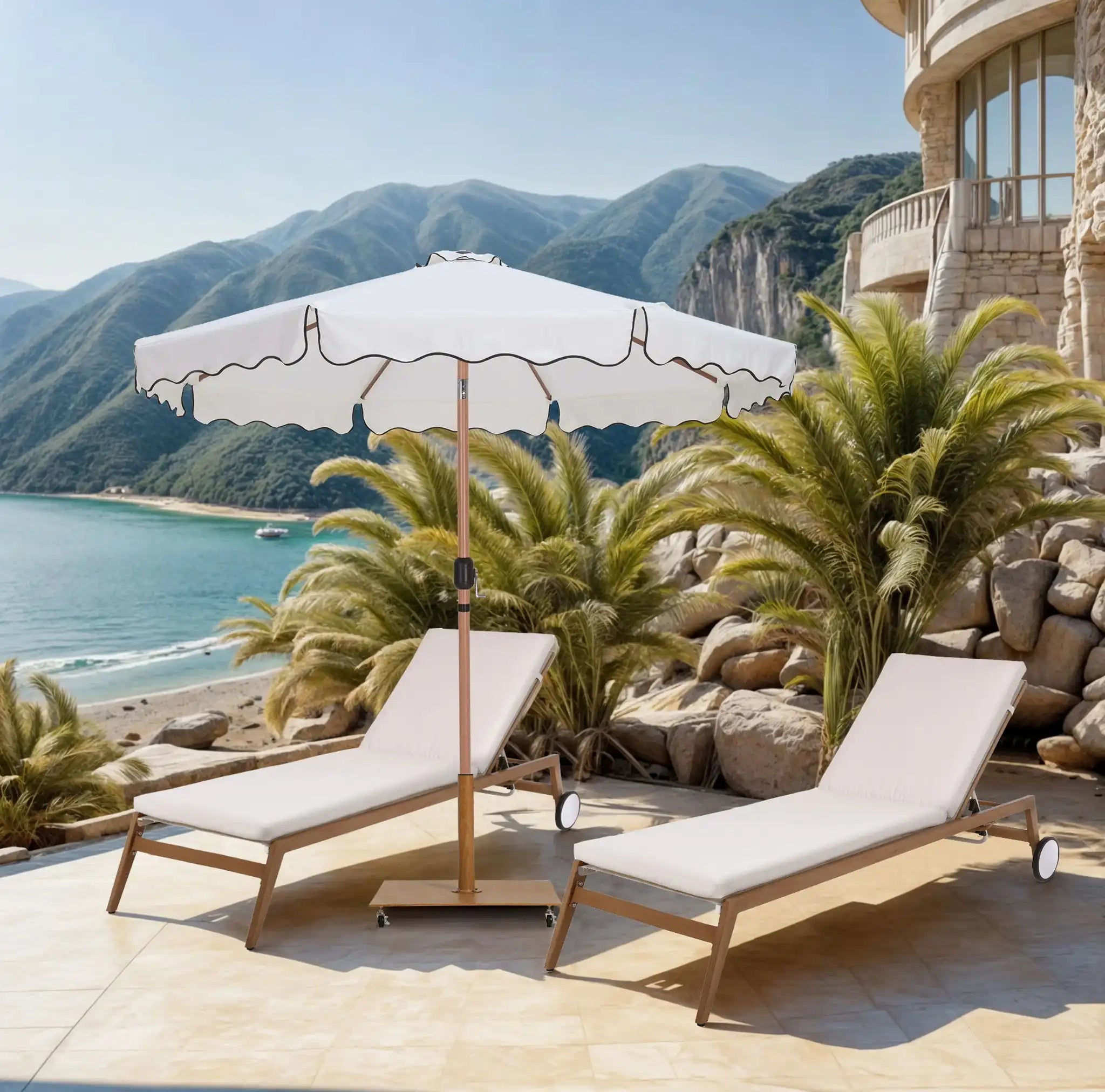 Amalfi - Aluminum Patio Umbrella - Light Brown Base / Light Brown Pole