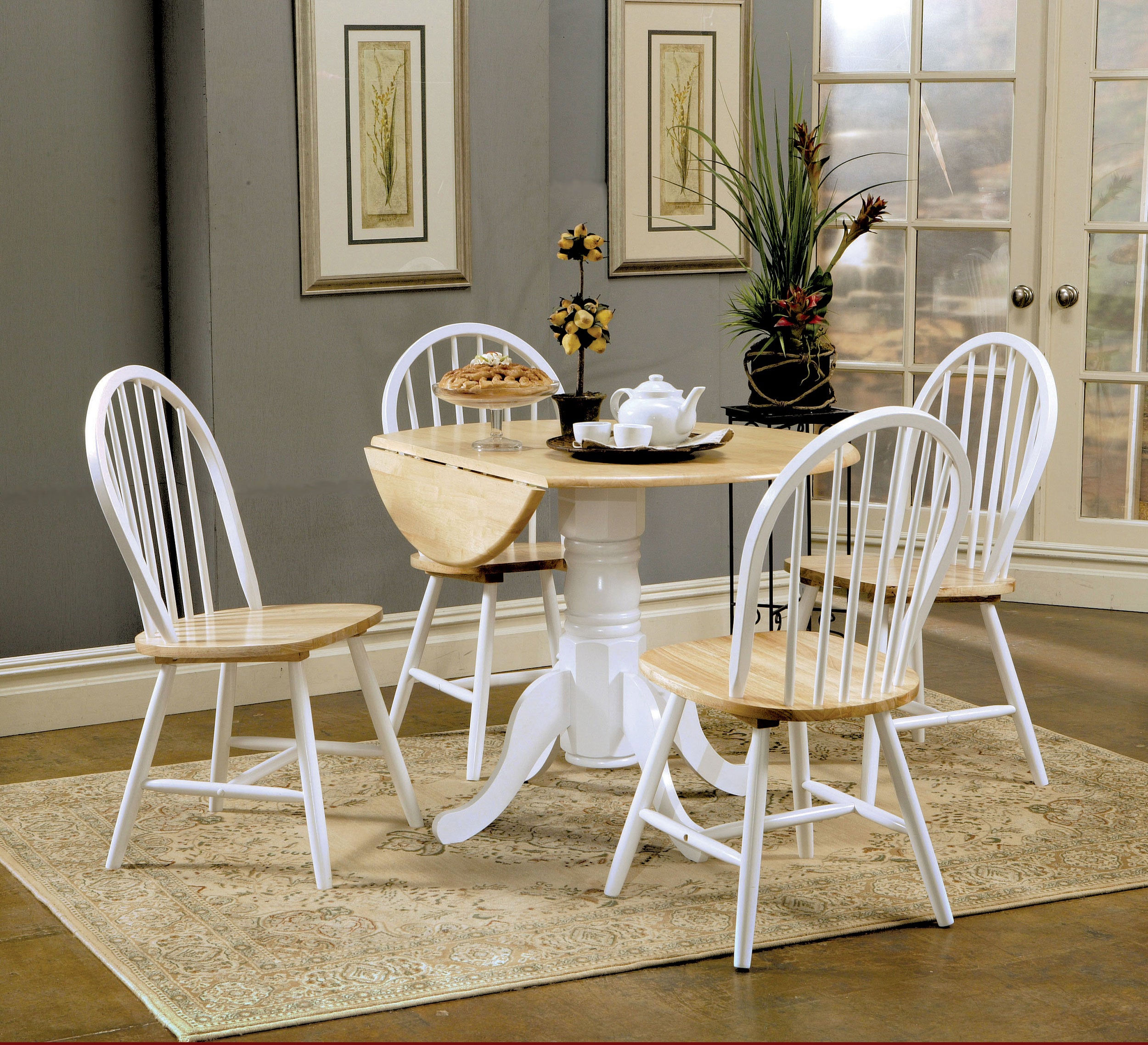 Allison 5-piece Round Drop Leaf Dining Table Set White-CoasterEveryday