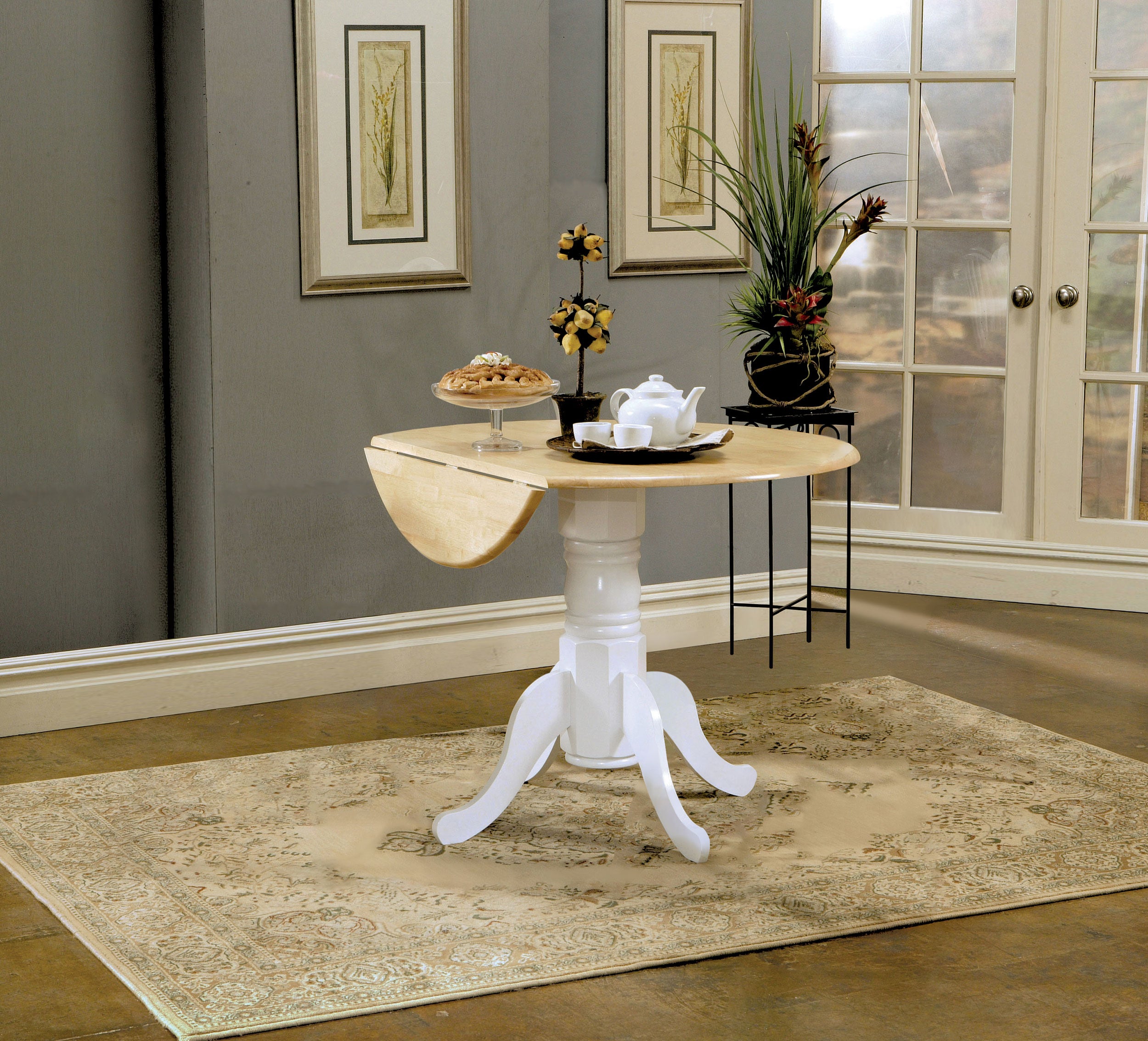 Allison Round 40-inch Drop Leaf Extension Dining Table White-CoasterEveryday