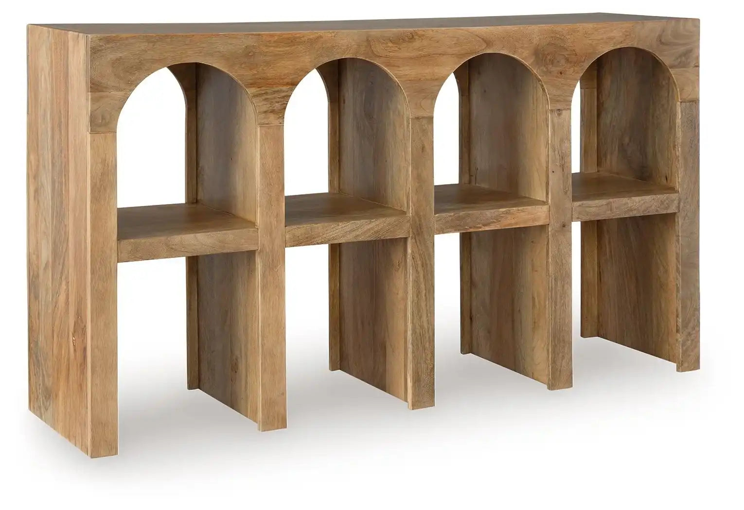 Luzmanacy - Console Sofa Table - Natural Brown - Best Buy Furniture