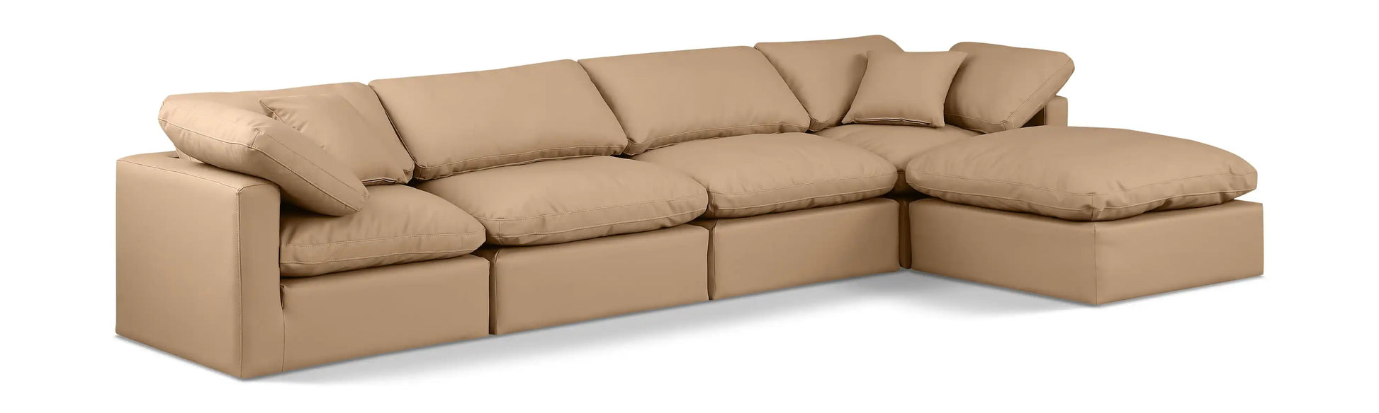 Indulge - Faux Leather 5 Piece Modular Sectional With Chaise - Tan - Best Buy Furniture