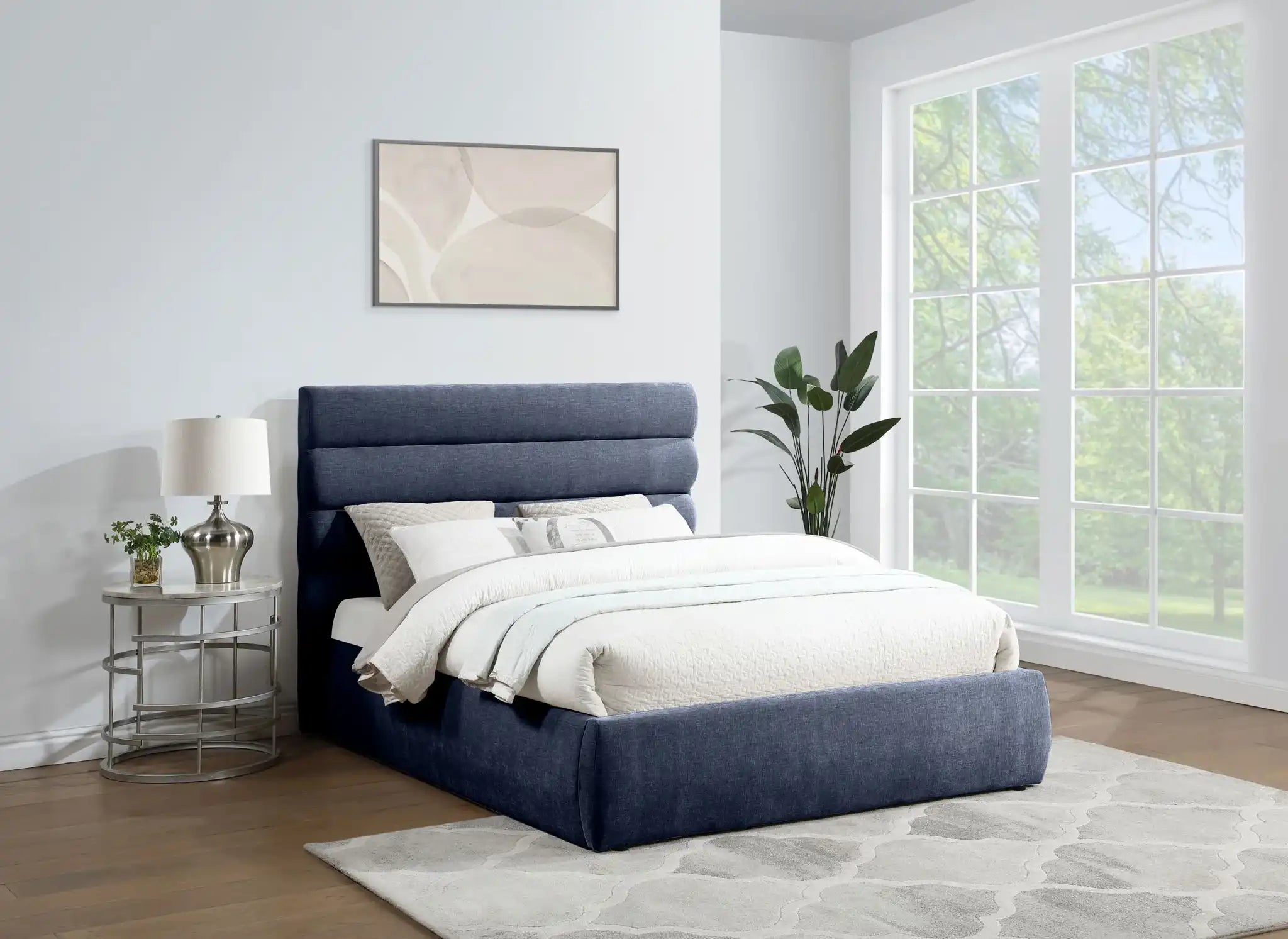 Adam - Chenille Fabric Bed With 52" Headboard