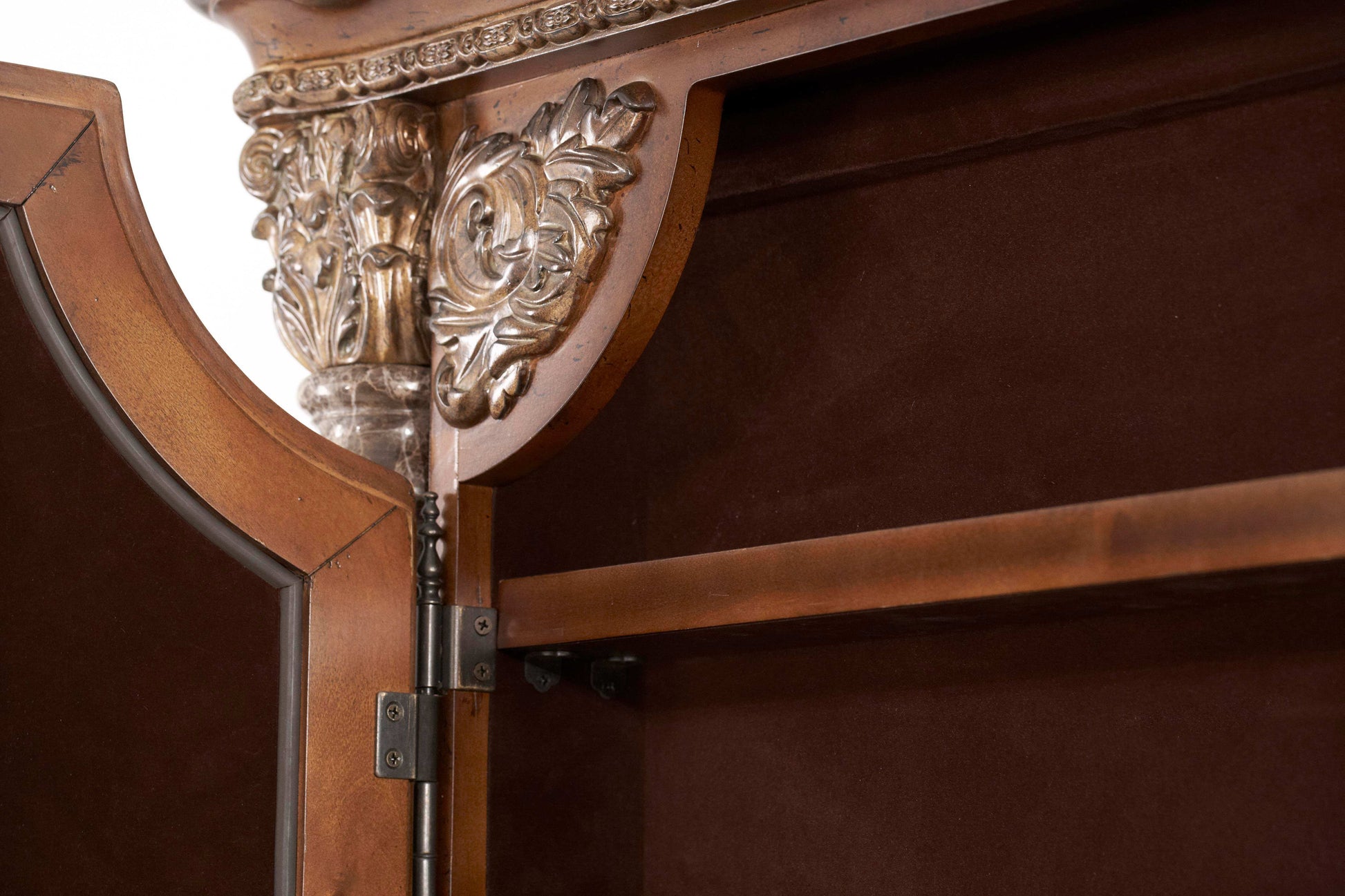Villa Valencia - Accent Floor Wall Mirror With Storage - Classic Chestnut - Best Buy Furniture