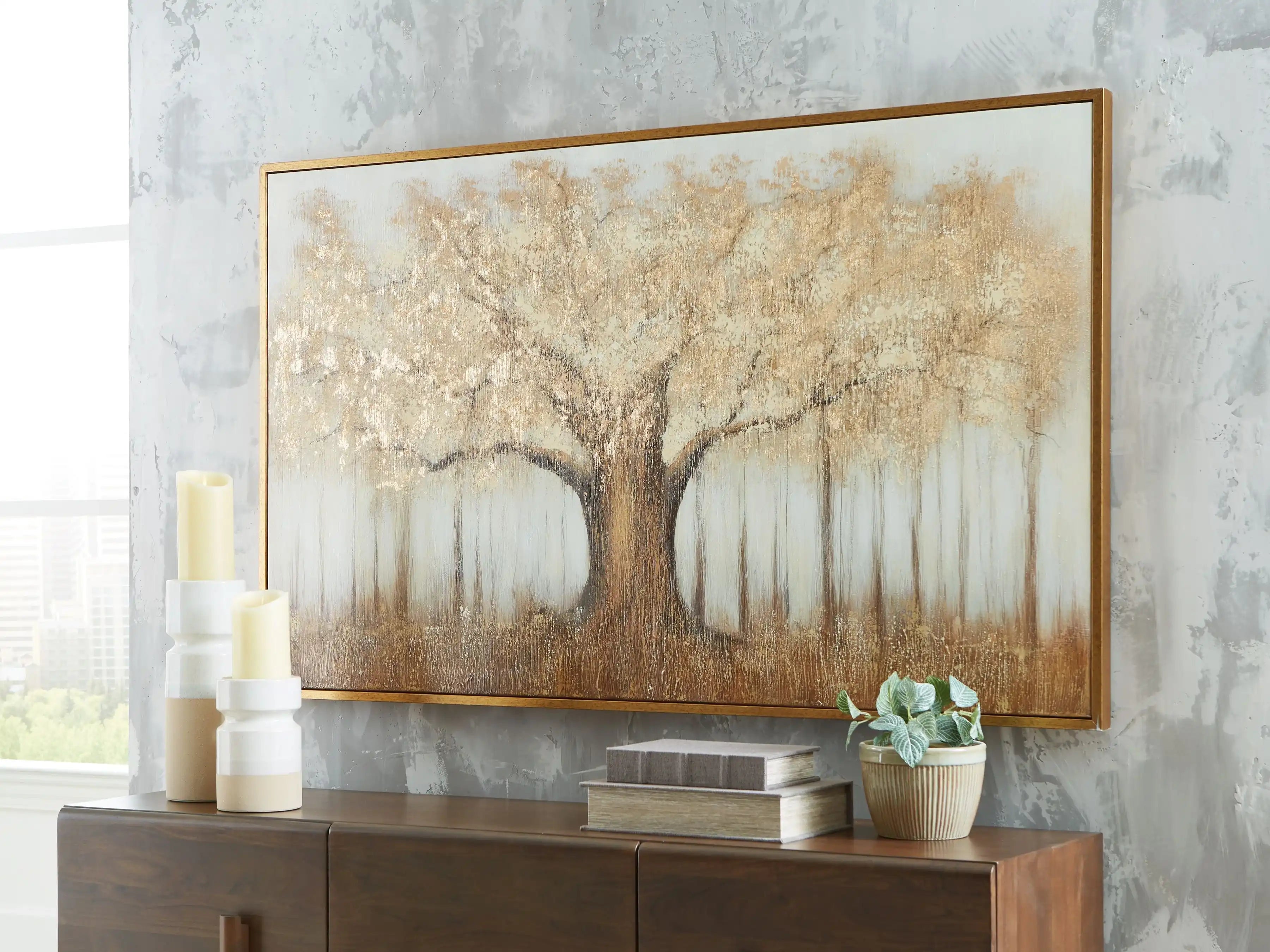 Dalewick - Wall Art - Brown / Gray / Gold Finish - Best Buy Furniture