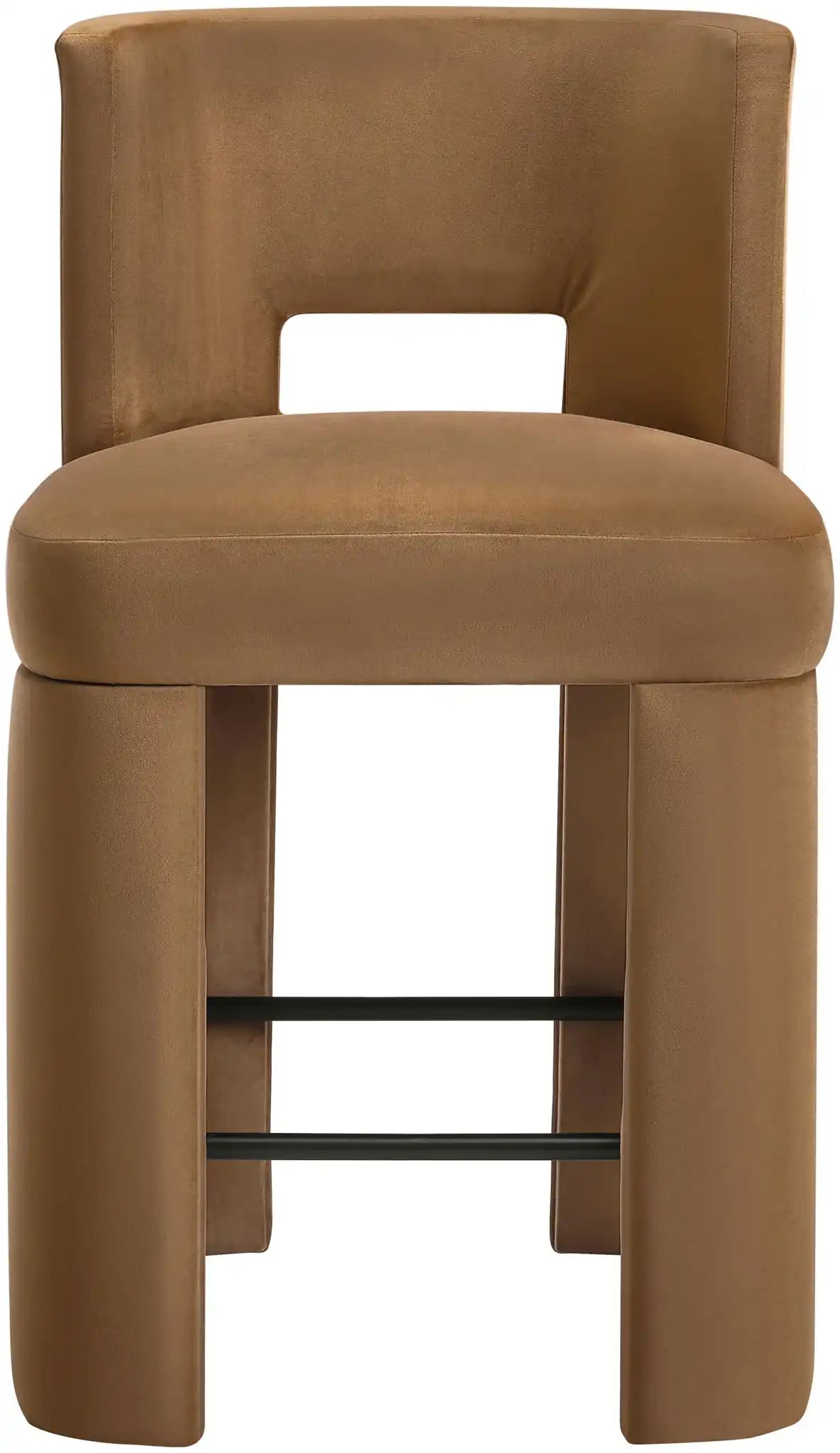 Zuno - Velvet Performance Fabric Upholstered Counter Stool (Set of 2) - Saddle
