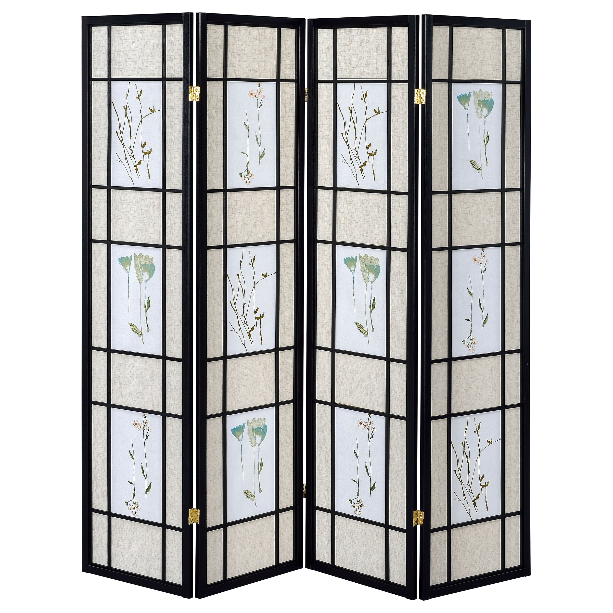 Catabella 4-Panel Room Divider Folding Shoji Screen Floral-CoasterEveryday