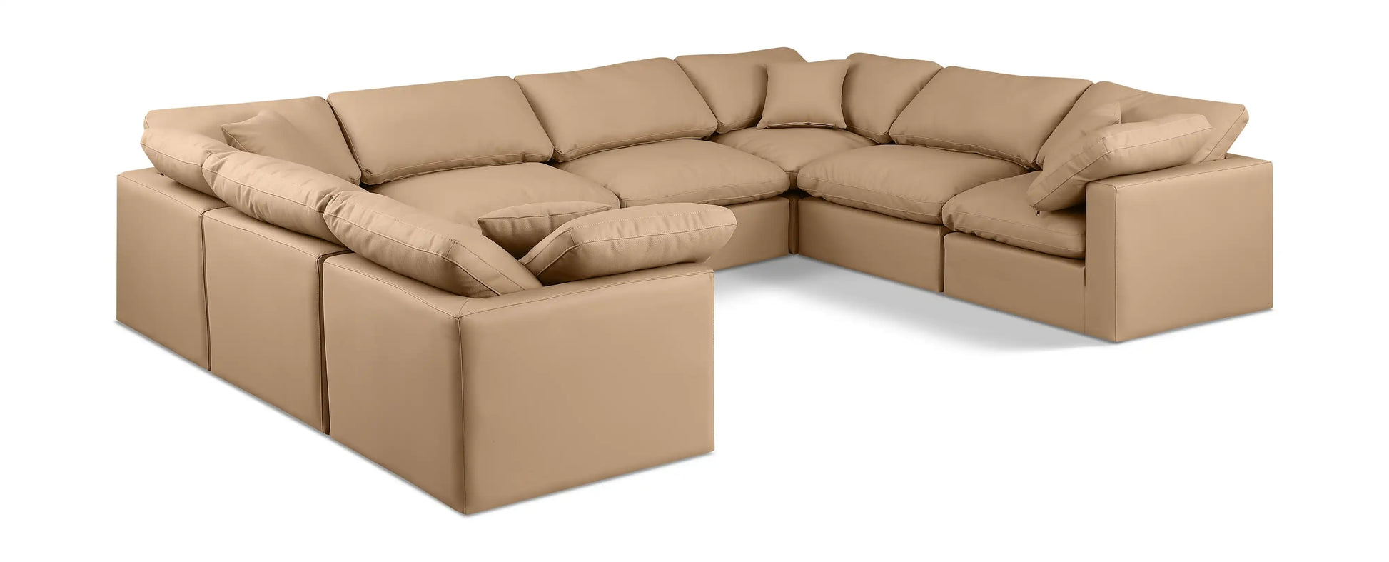 Indulge - Faux Leather 8 Piece Modular Sectional - Tan - Best Buy Furniture