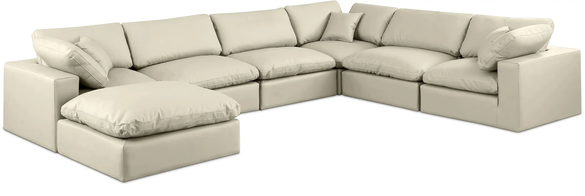 Comfy - 7 Piece Faux Leather Modular Sectional With Chaise - Best Buy Furniture