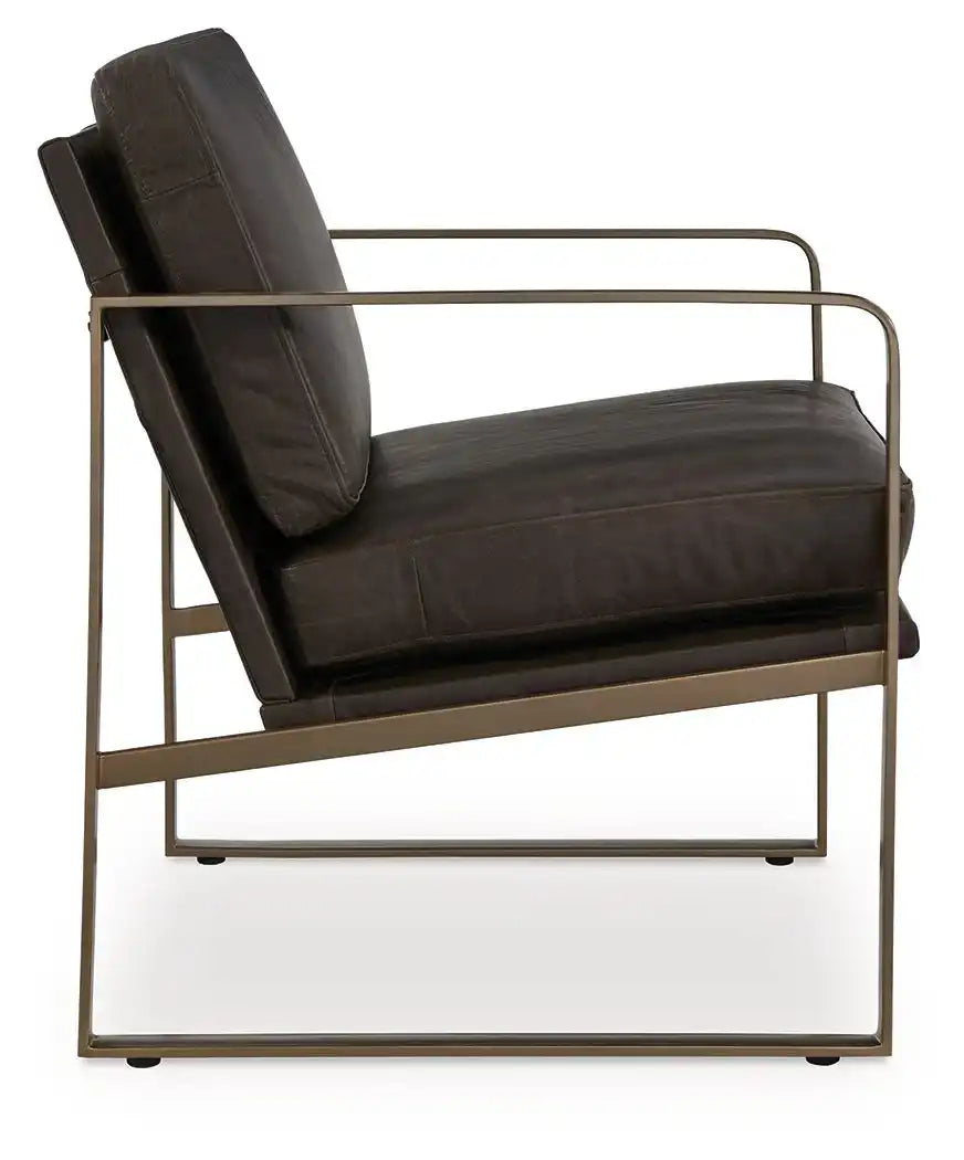 Bradett - Accent Chair - Dark Brown / Gold Finish - Best Buy Furniture