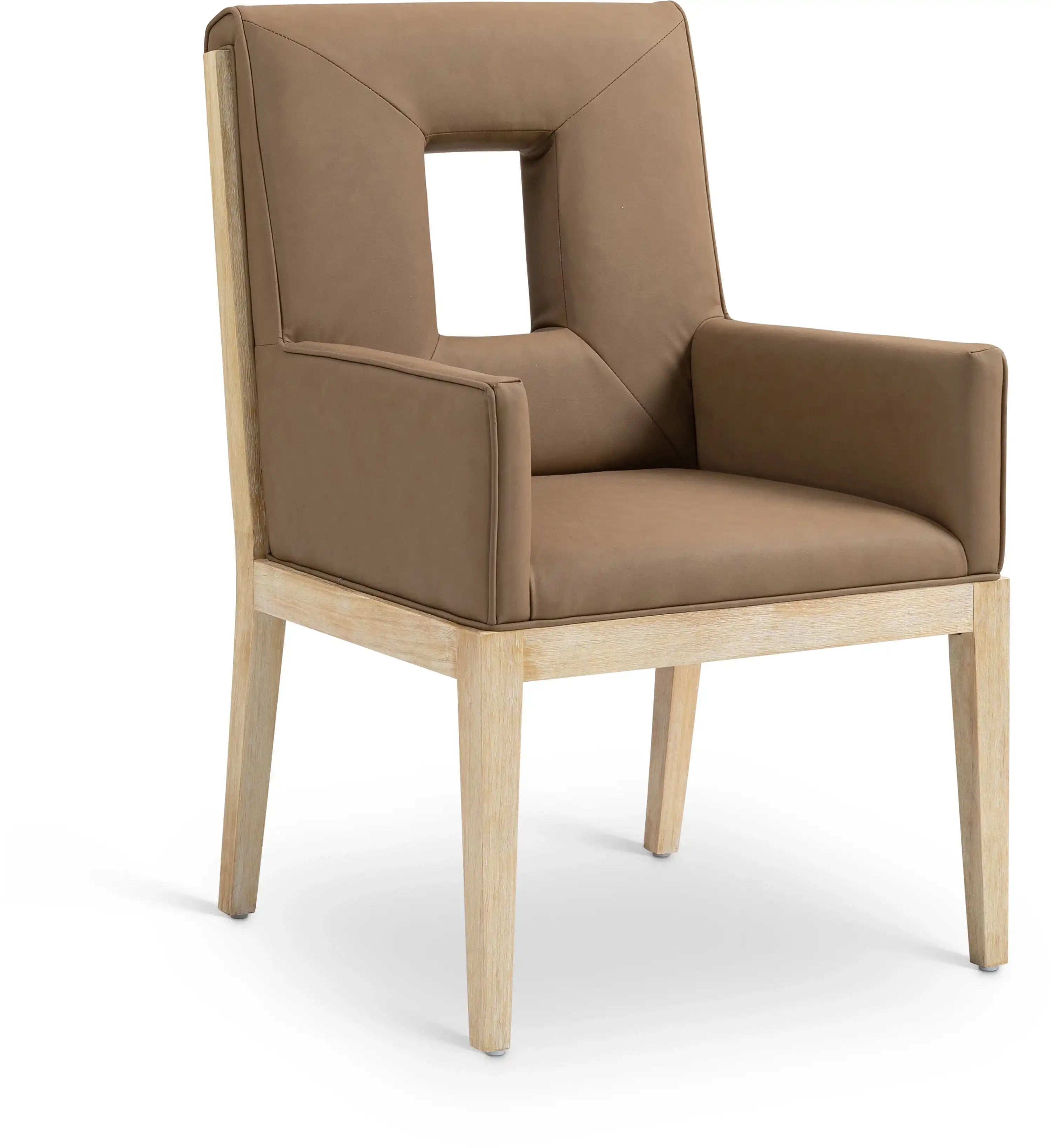 Gwendolyn - Faux Leather Dining Arm Chair With Natural Frame - Best Buy Furniture