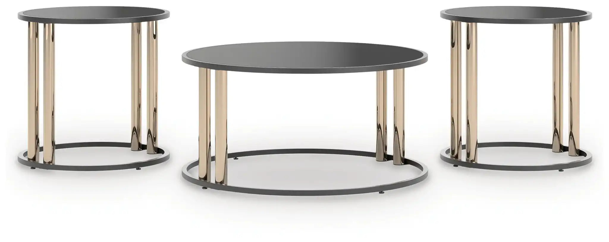 Hannerly - Occasional Table Set (Set of 3) - Black / Gold Finish - Best Buy Furniture