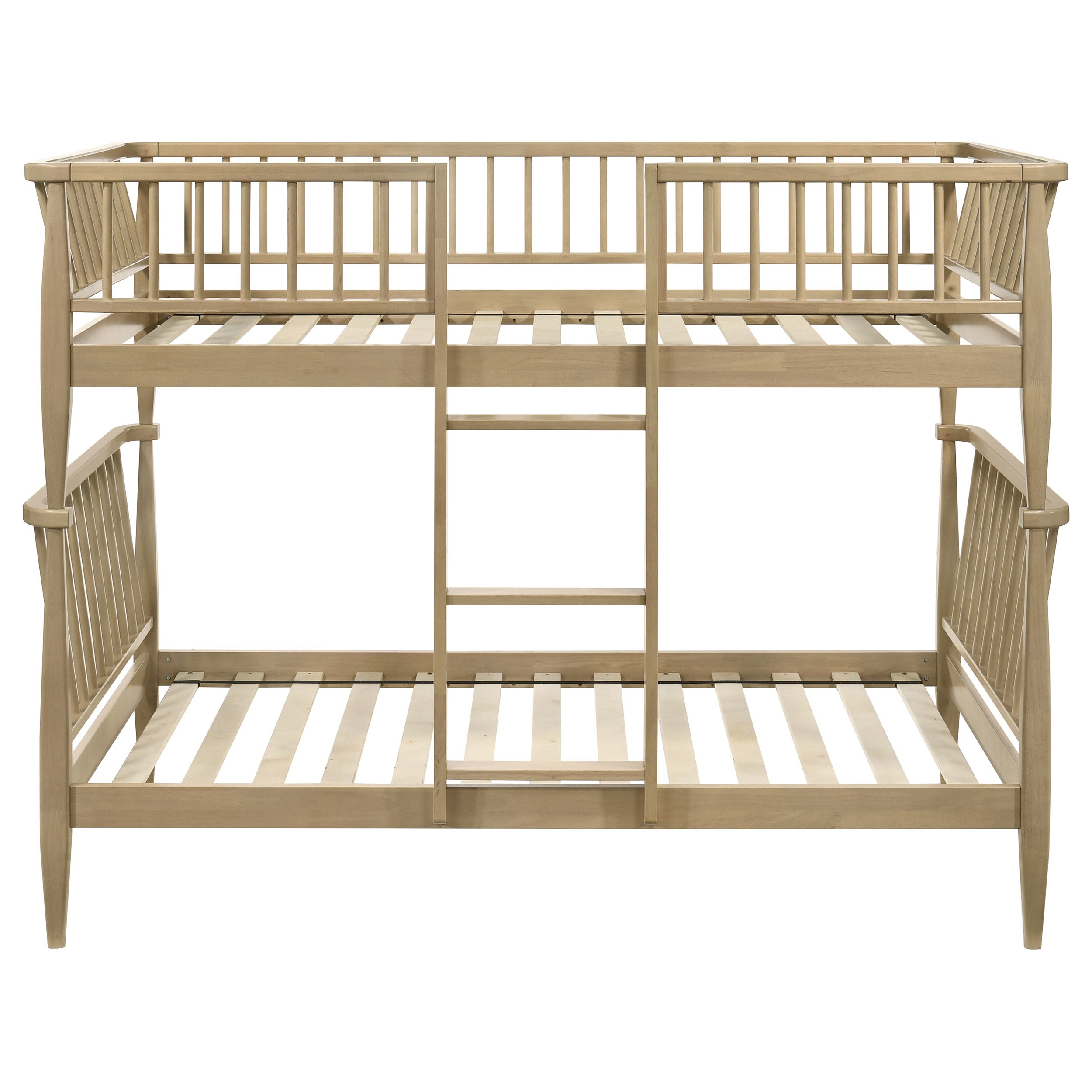 Abram Windsor Twin Over Twin Wood Bunk Bed with Ladder Almond-