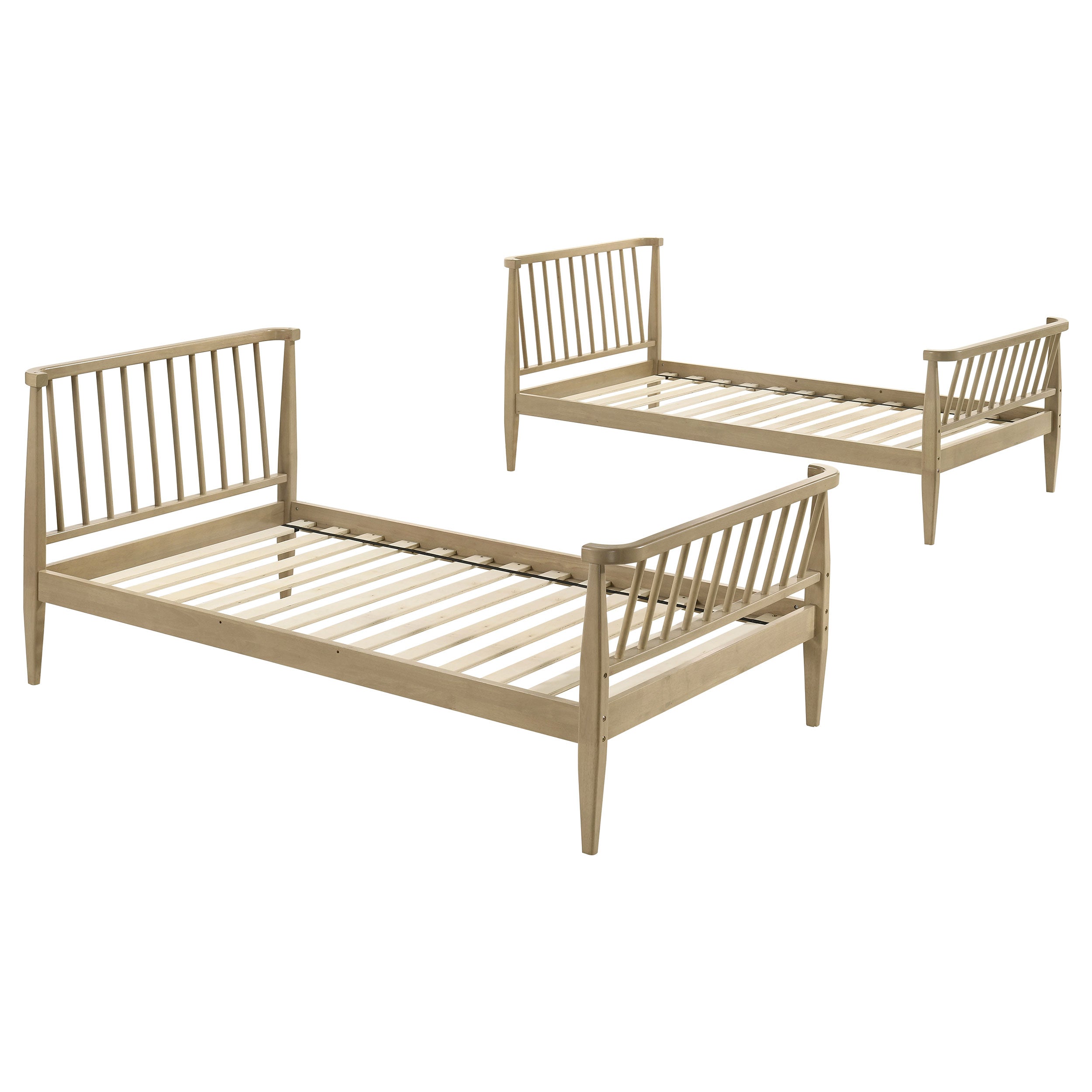 Abram Windsor Twin Over Twin Wood Bunk Bed with Ladder Almond-