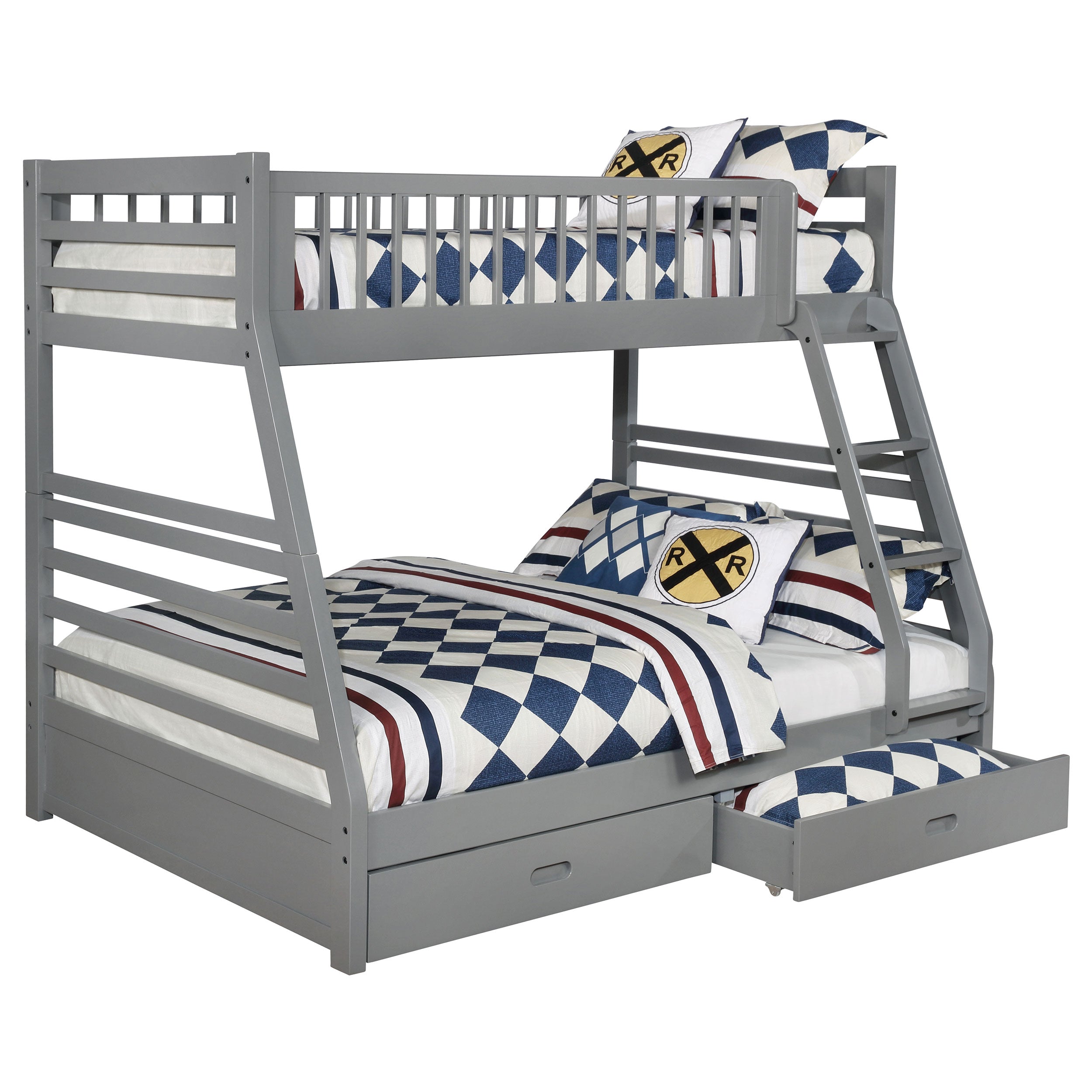 Ashton 2-drawer Wood Twin Over Full Bunk Bed Grey-CoasterEssence