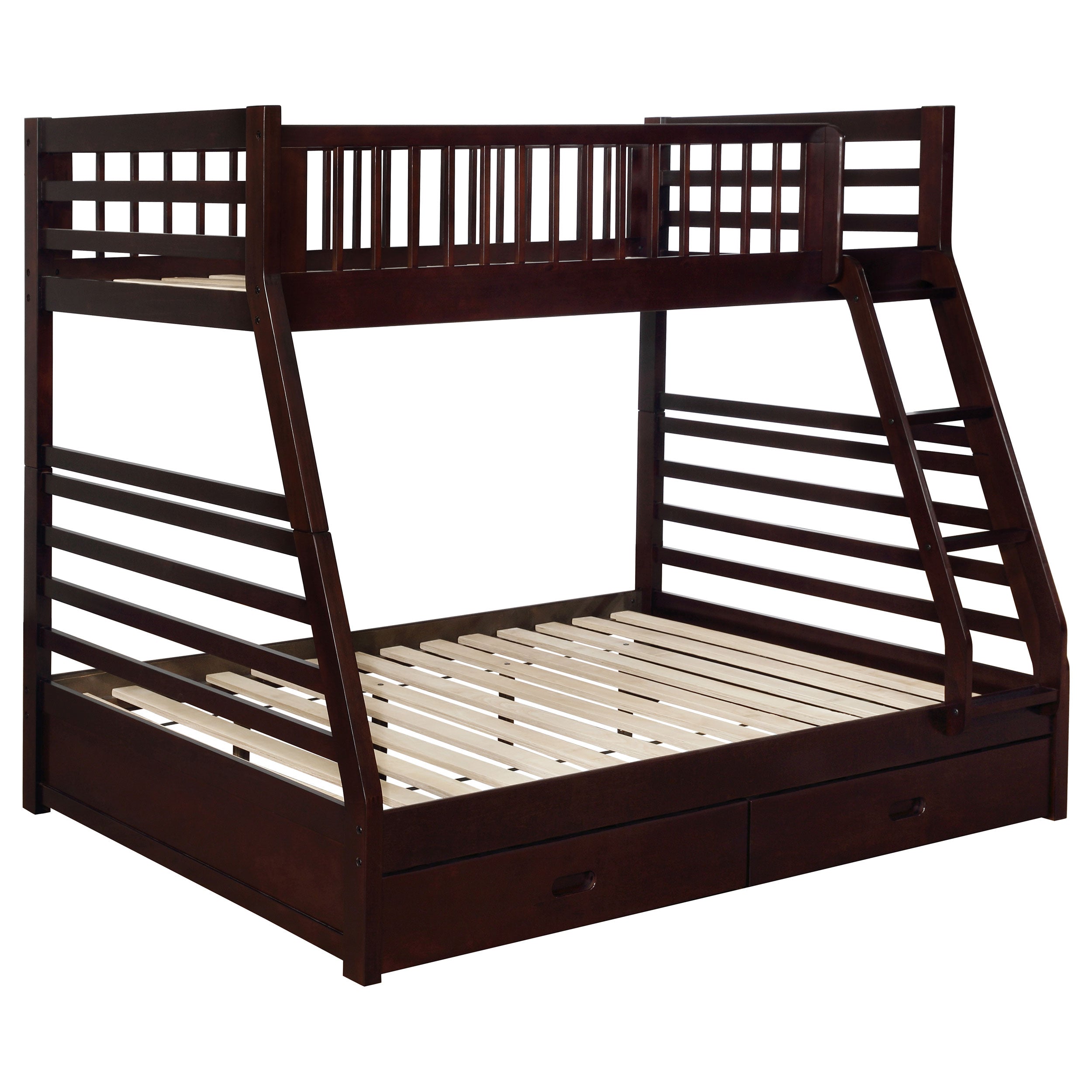 Ashton 2-drawer Wood Twin Over Full Bunk Bed Cappuccino-CoasterEssence