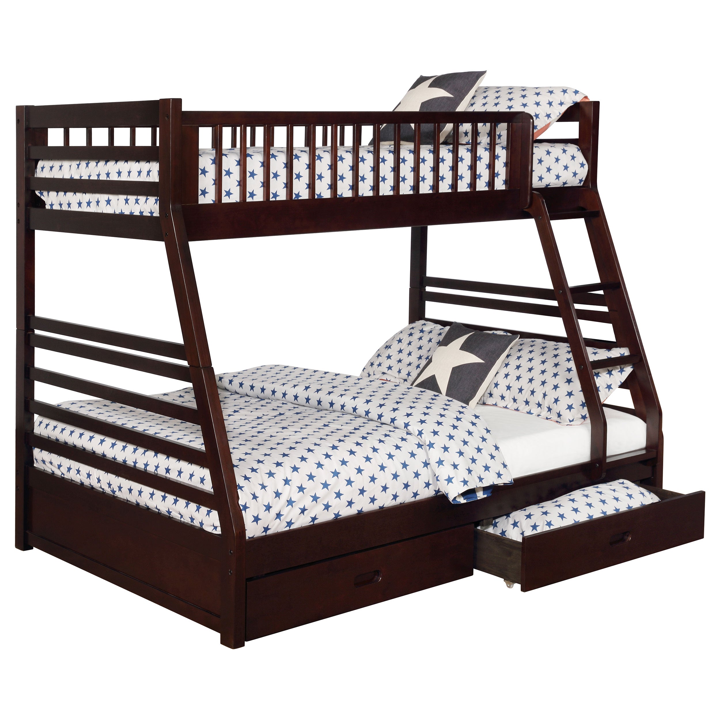 Ashton 2-drawer Wood Twin Over Full Bunk Bed Cappuccino-CoasterEssence