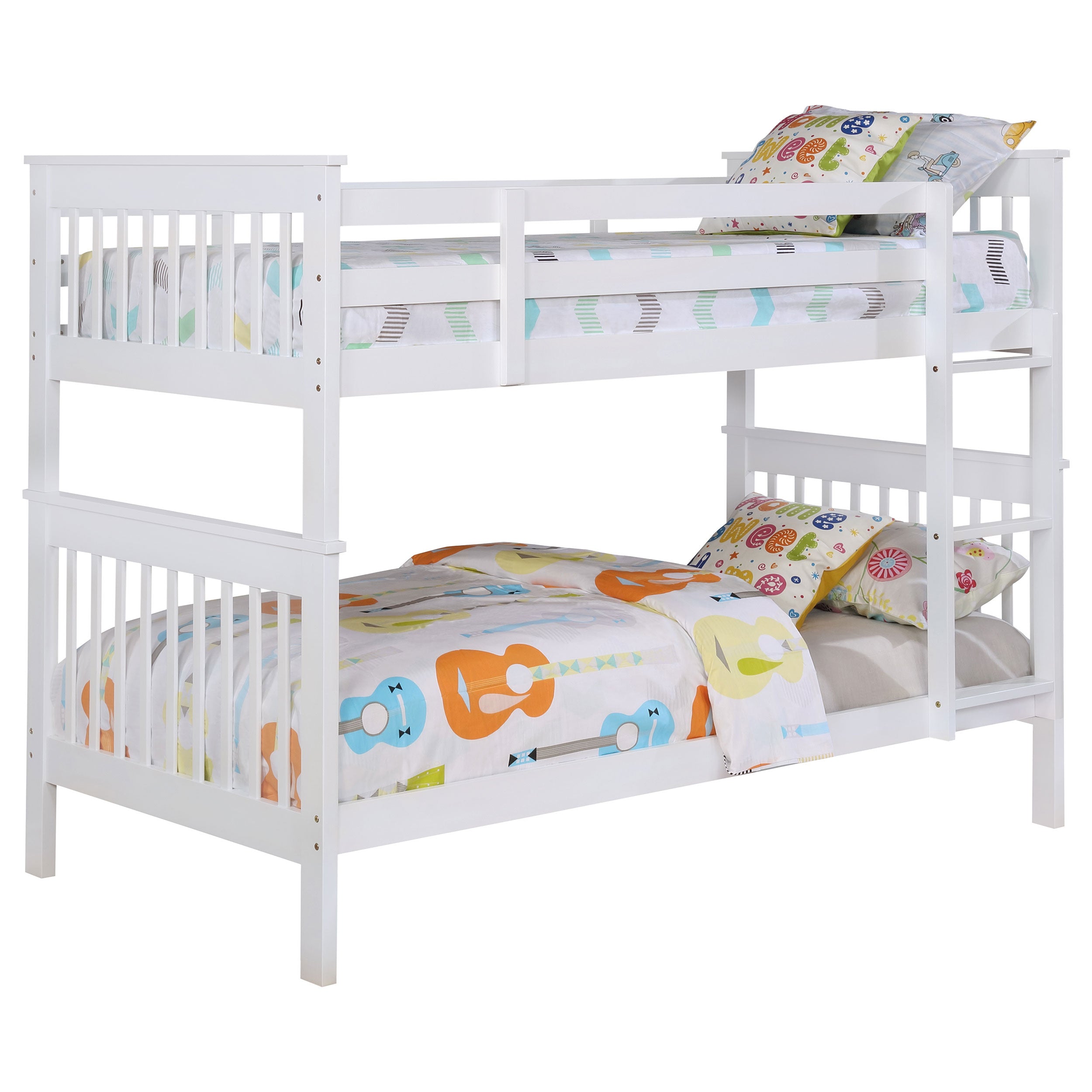 Chapman Wood Twin Over Twin Bunk Bed with Mattress White-