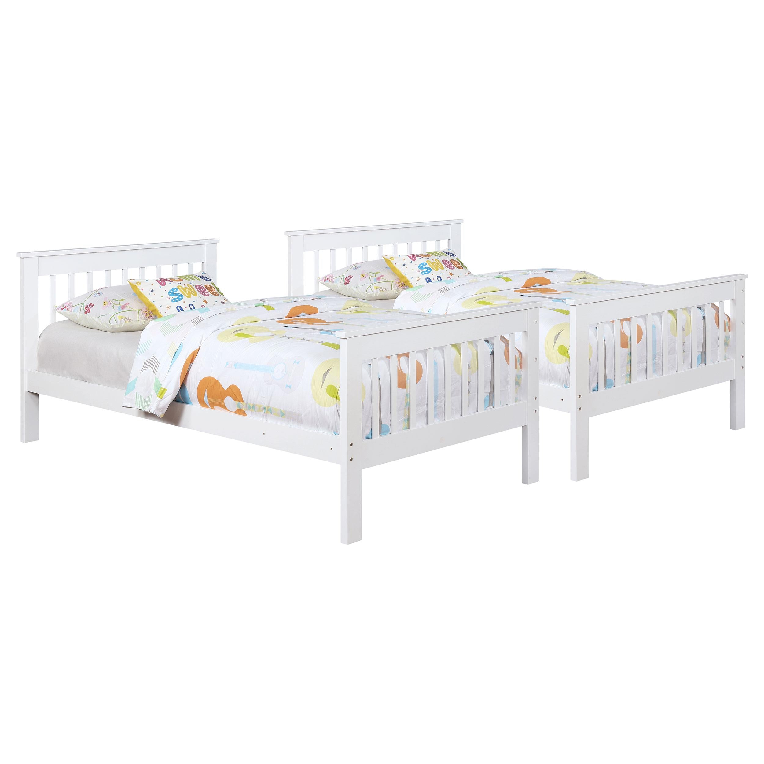 Chapman Wood Twin Over Twin Bunk Bed with Mattress White-