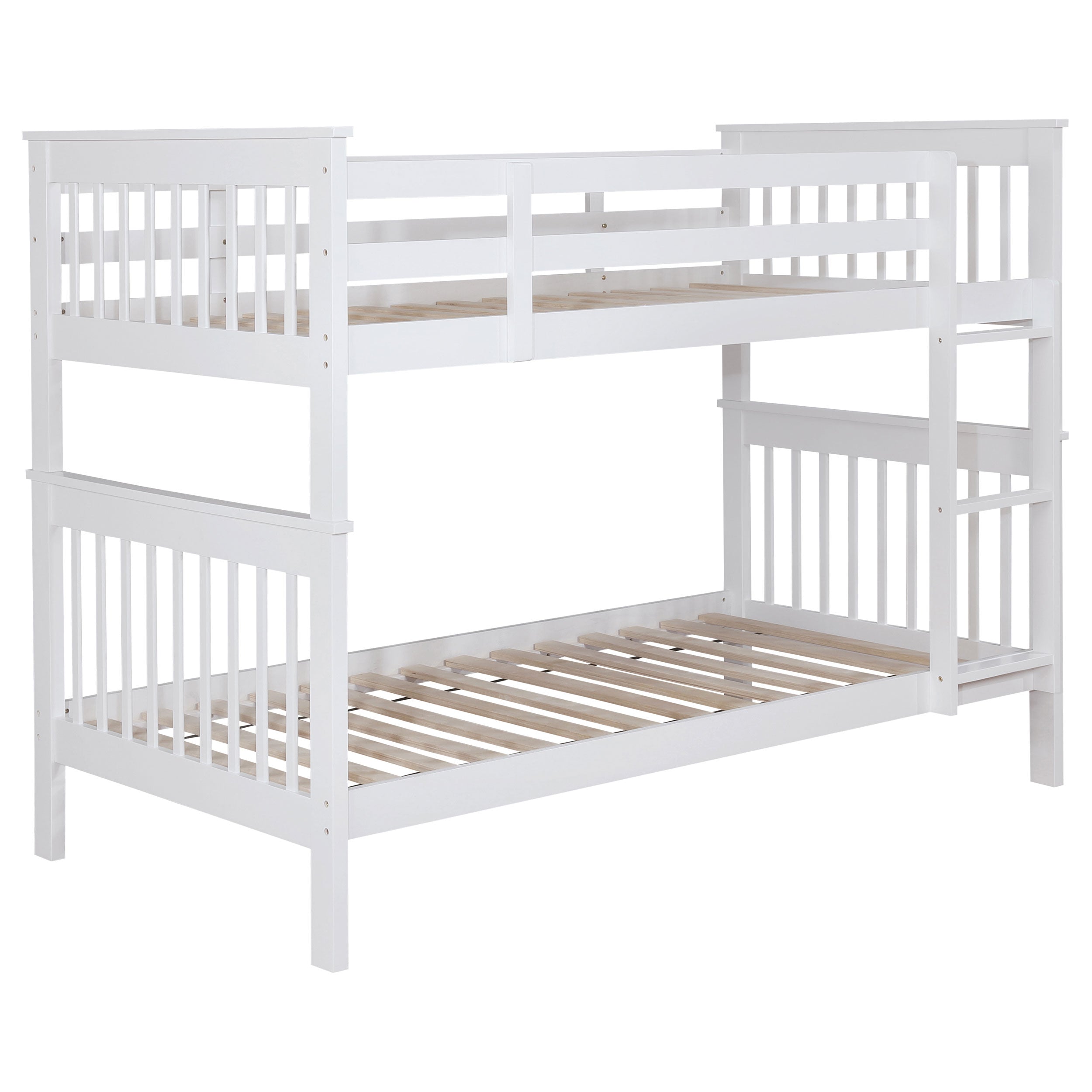 Chapman Wood Twin Over Twin Bunk Bed White-CoasterEveryday