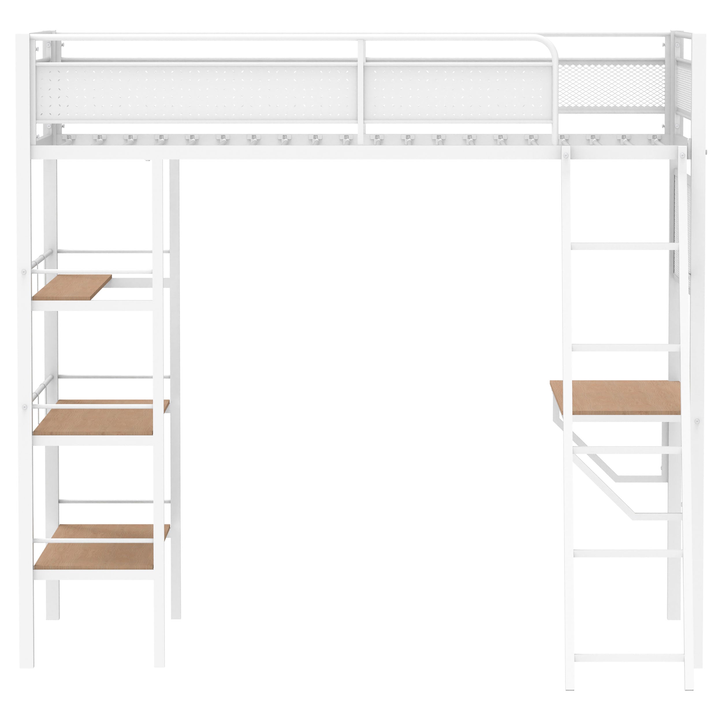 Campus 3-shelf Metal Twin Workstation Loft Bed Matte White-