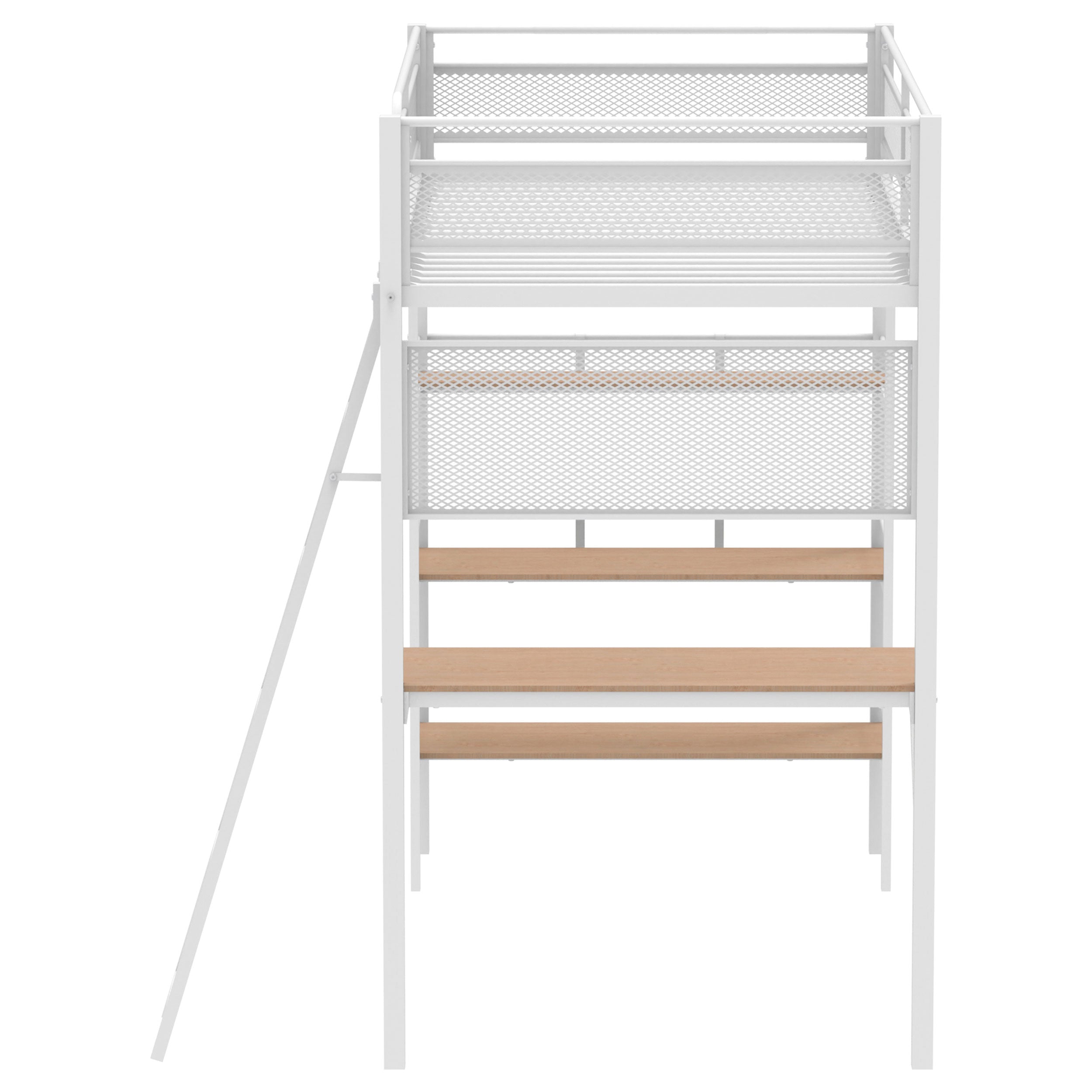Campus 3-shelf Metal Twin Workstation Loft Bed Matte White-