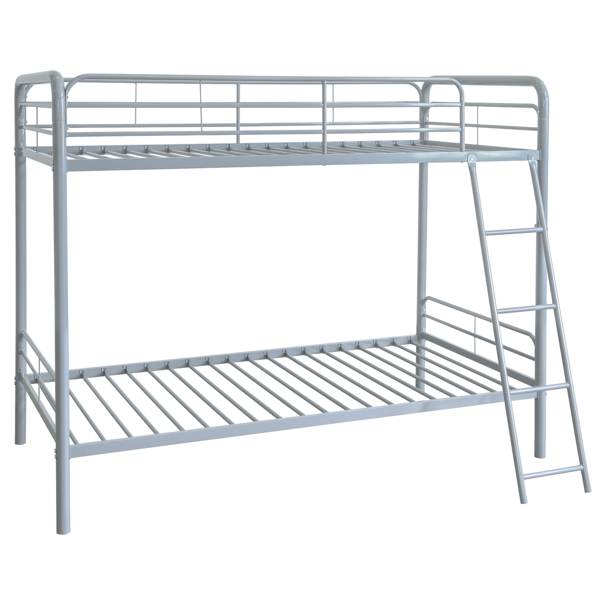 Carson Metal Twin Over Twin Bunk Bed Glossy Silver-