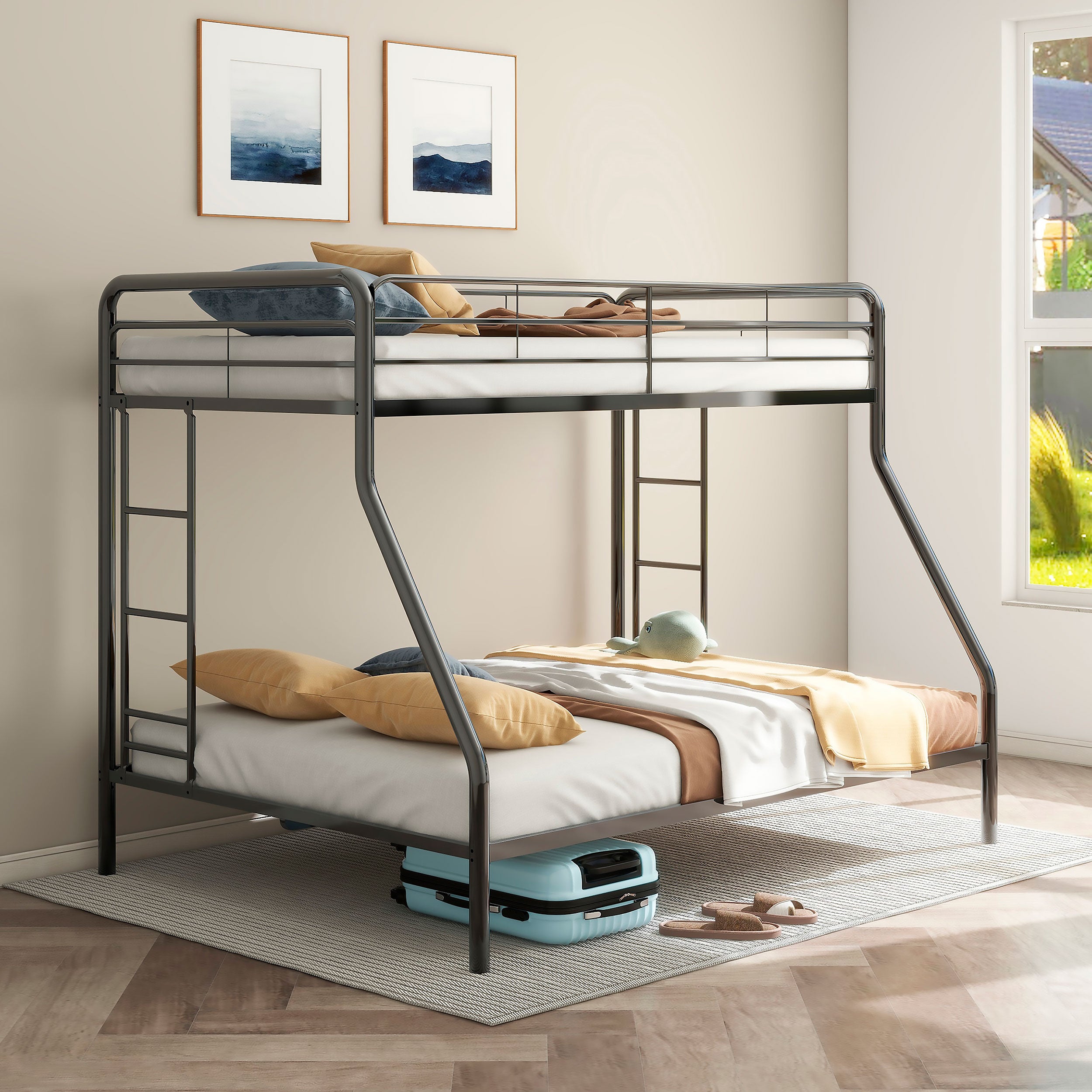 Carson Metal Twin Over Full Bunk Bed Glossy Black-
