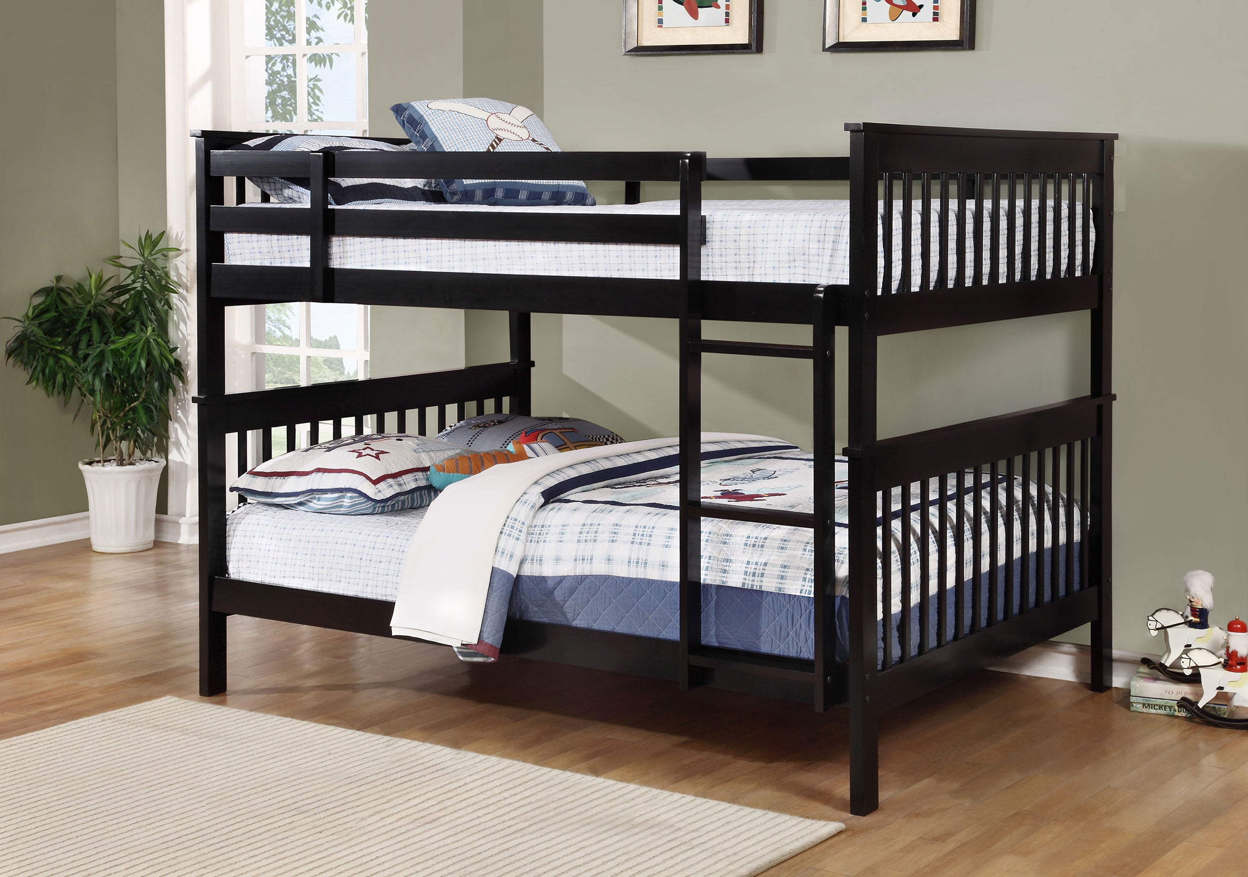 Chapman Wood Full Over Full Bunk Bed Black-CoasterEveryday