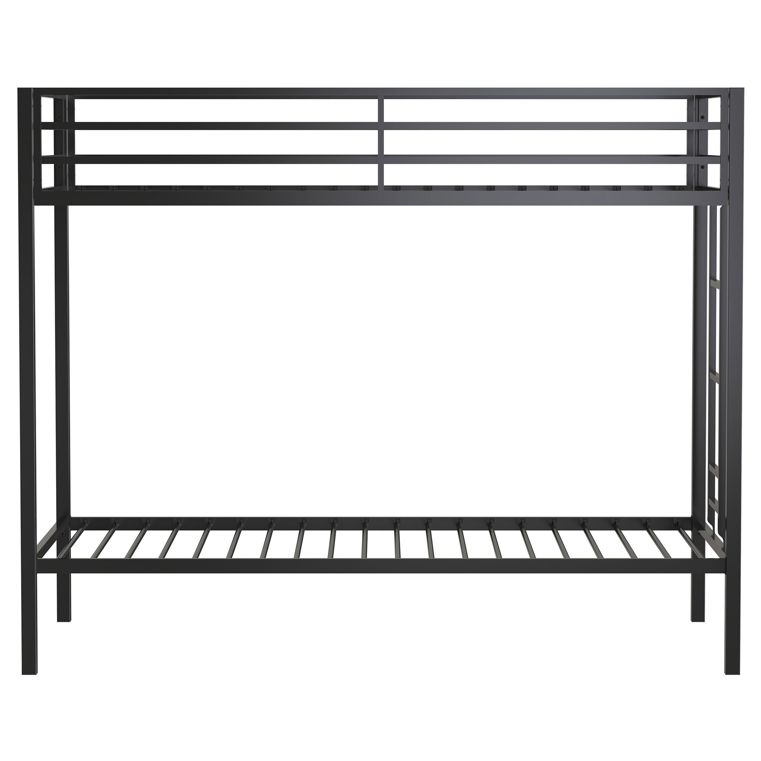Alevera Metal Twin Over Twin Bunk Bed with Ladder Black-