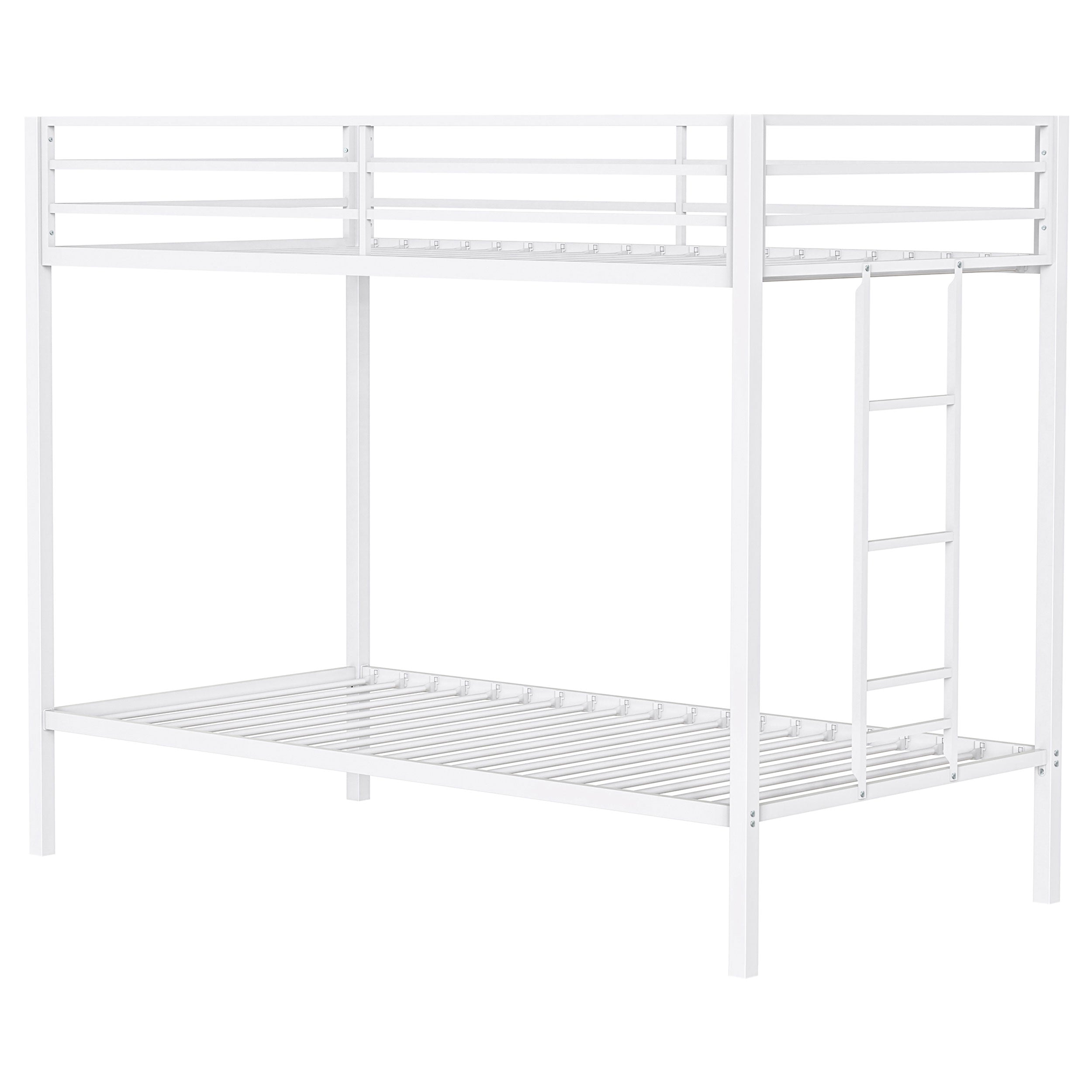 Alevera Metal Twin Over Twin Bunk Bed with Ladder White-