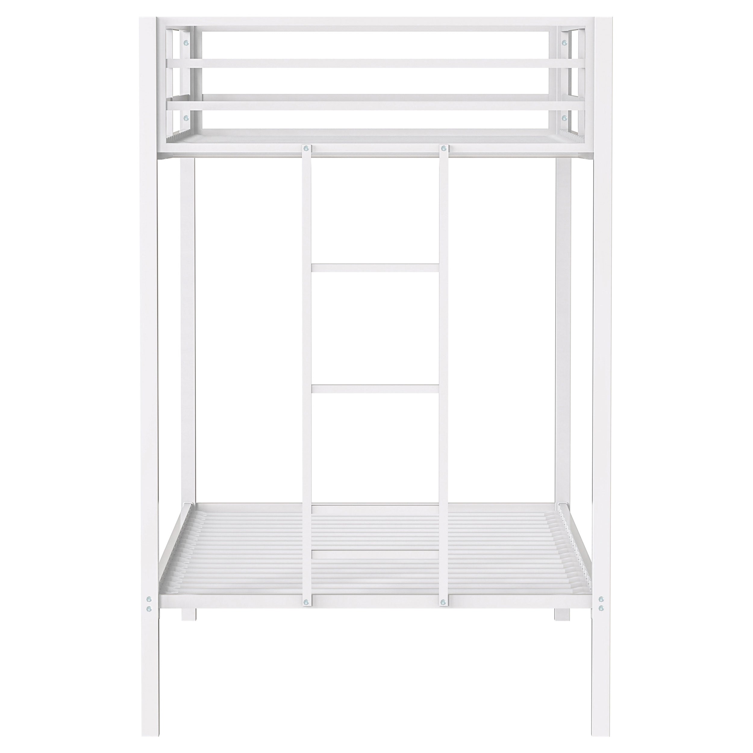Alevera Metal Twin Over Twin Bunk Bed with Ladder White-