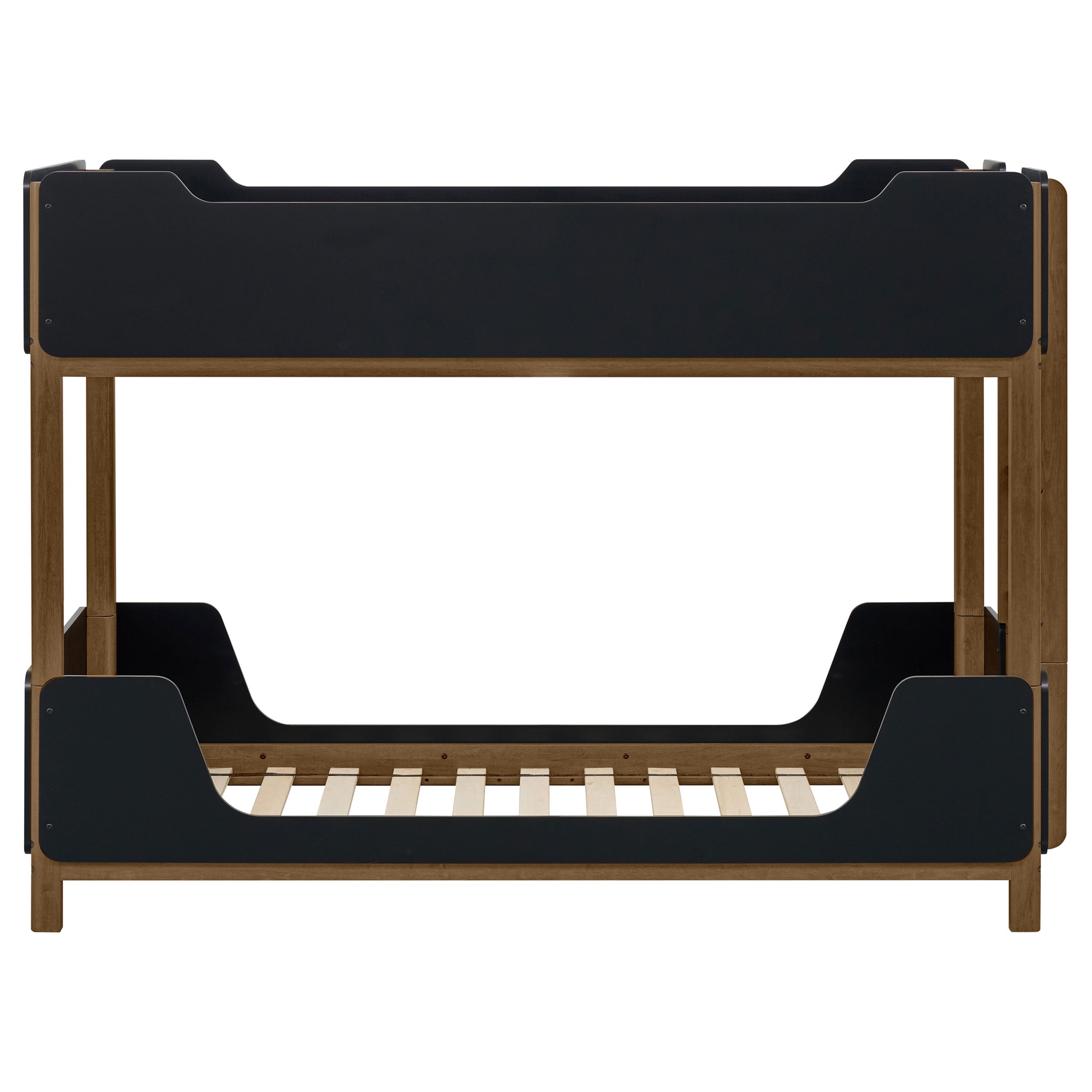 Morris Twin Over Twin Wood Bunk Bed Black and Walnut-