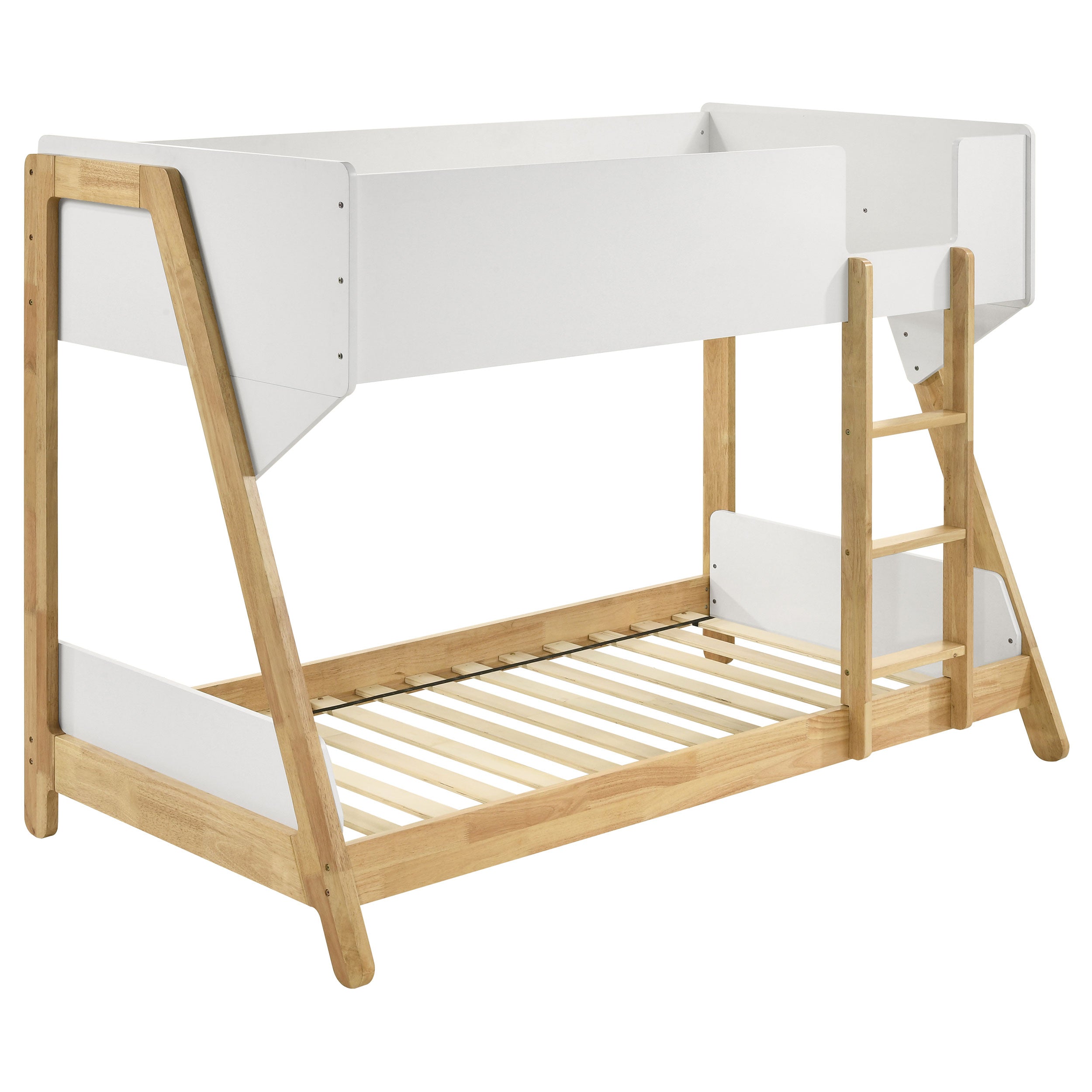Wyatt Wood Twin Over Twin Bunk Bed White and Natural -