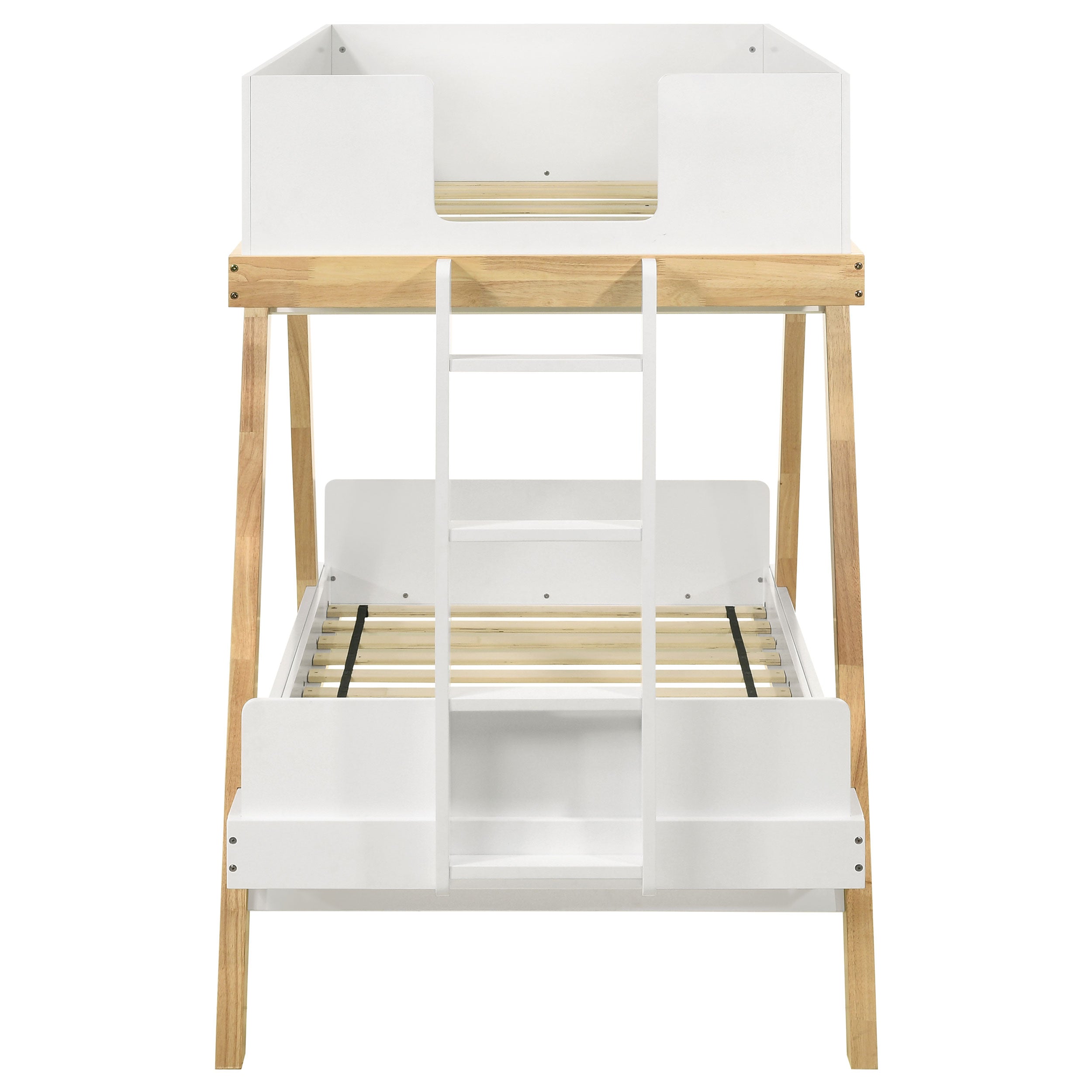 Frankie Wood Twin Over Twin Bunk Bed White and Natural-
