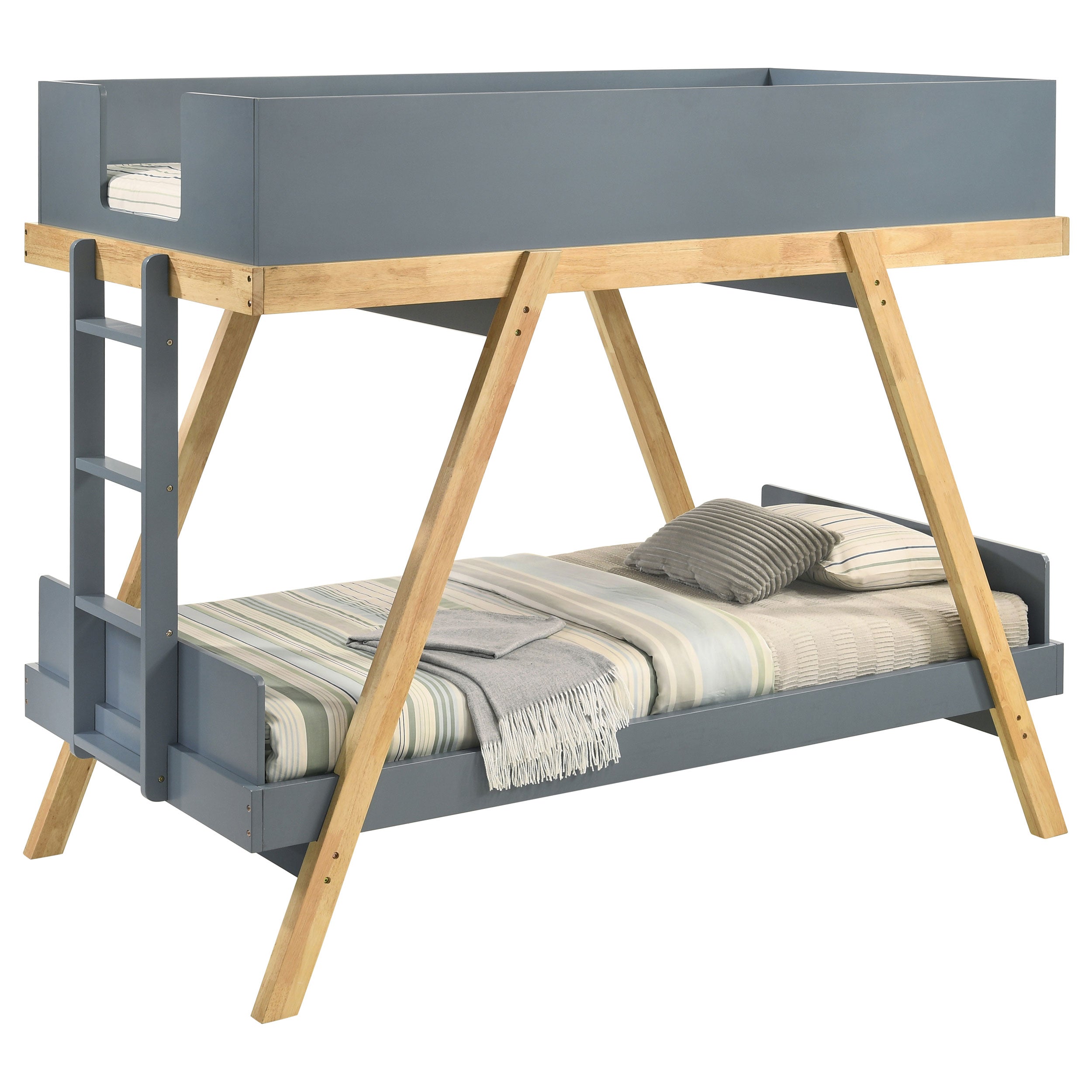 Frankie Twin Over Twin Bunk Bed with 7-inch Mattresses Blue-