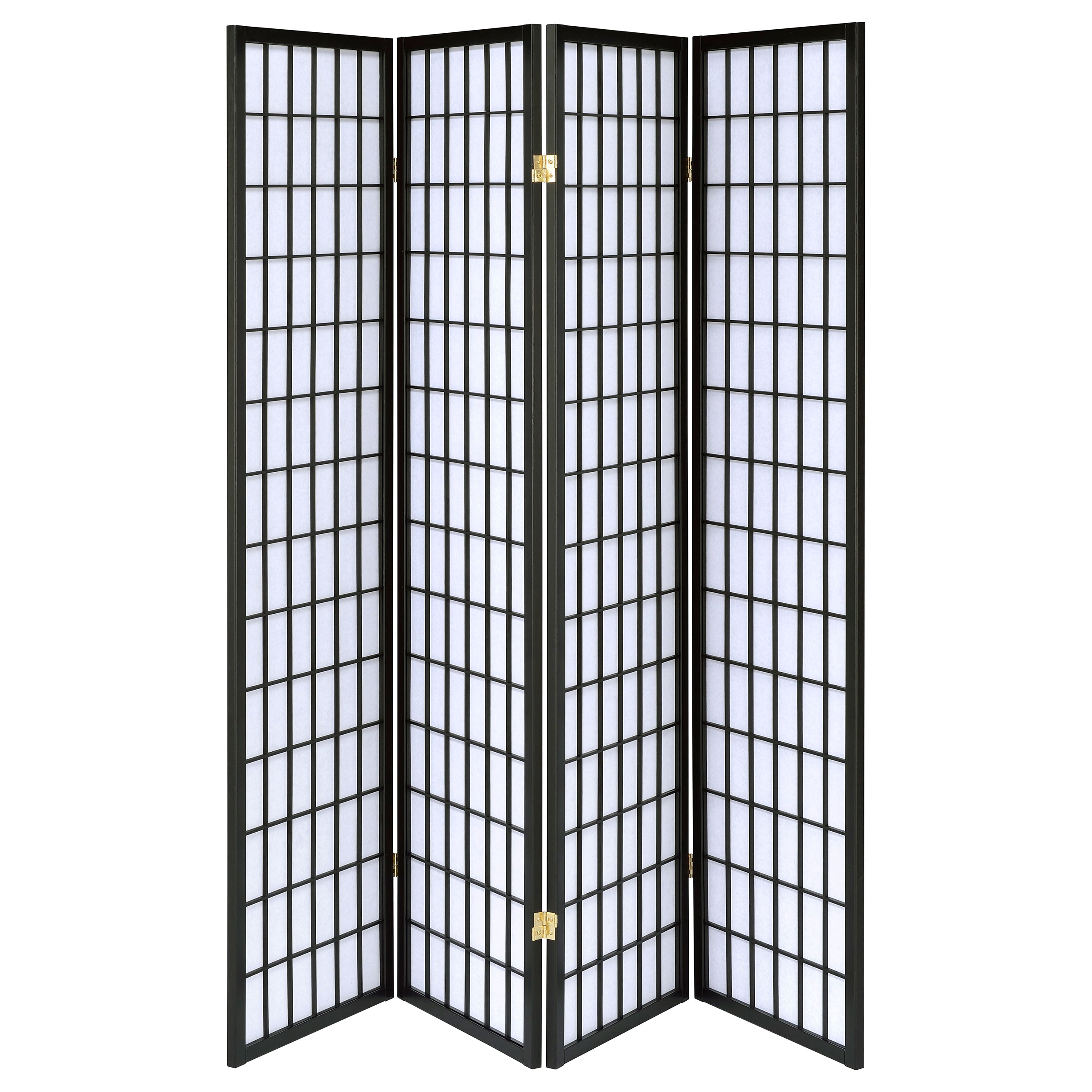 Roberto 4-Panel Room Divider Folding Shoji Screen Black-CoasterEveryday
