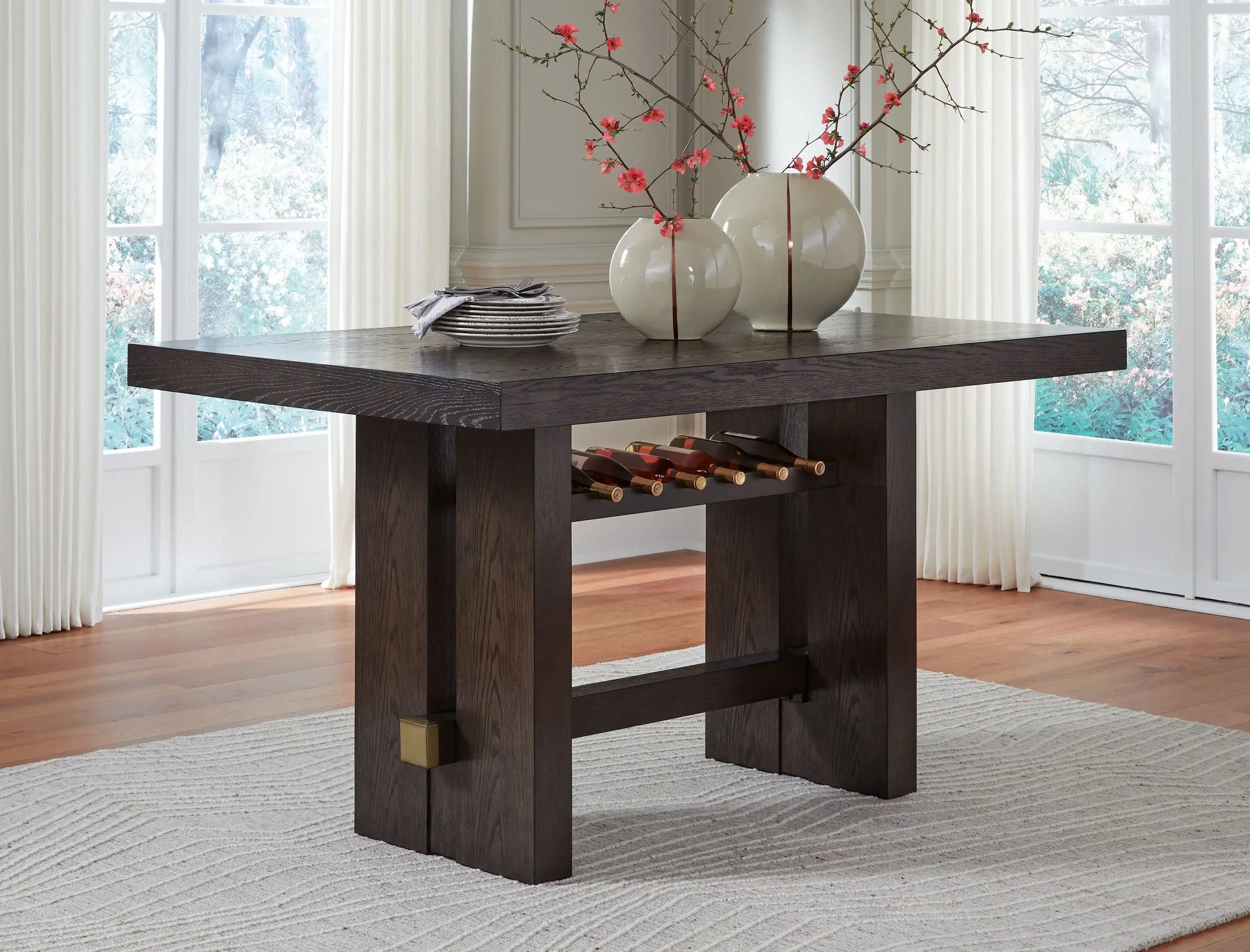 Burkhaus - Rectangular Dining Room Counter Table - Dark Brown - Best Buy Furniture
