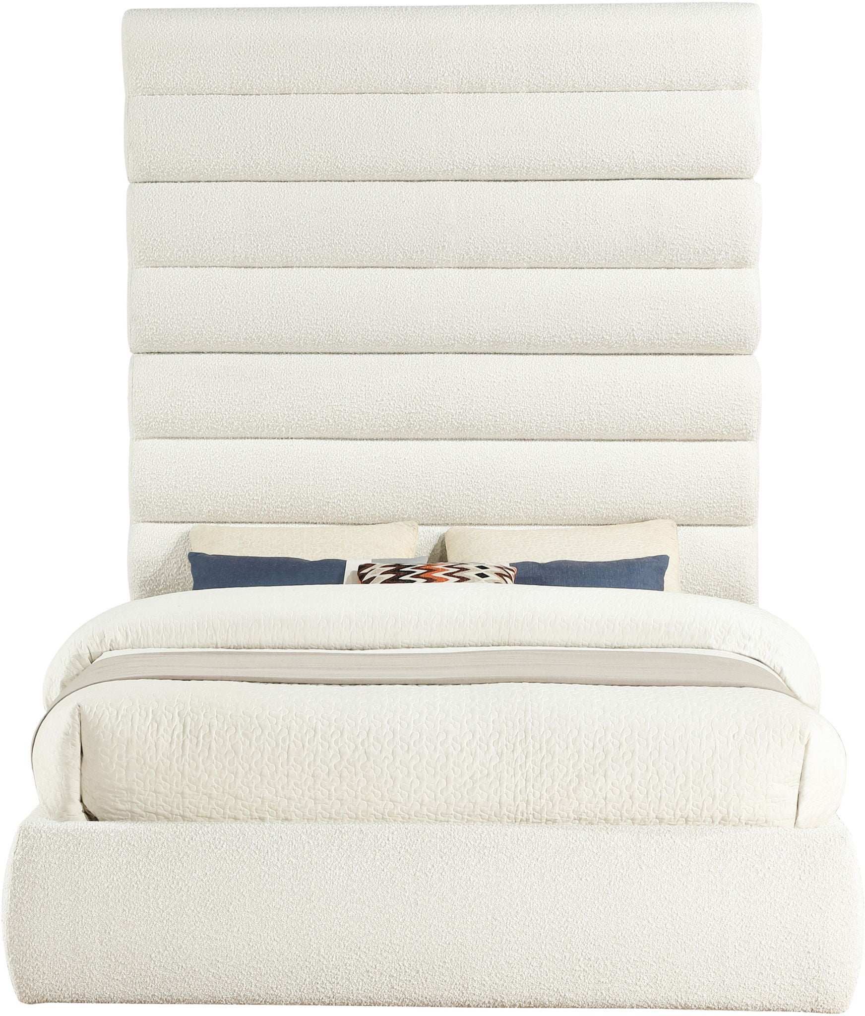 Adam - Boucle Fabric Bed With 89" Headboard